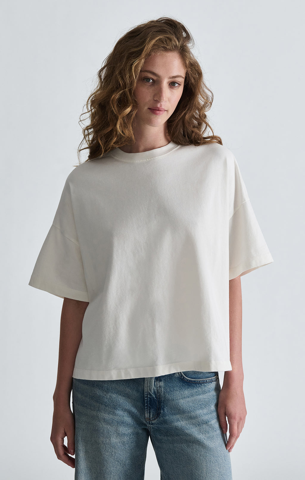 OVERSIZED CREW NECK T-SHIRT IN ANTIQUE WHITE - Mavi Jeans