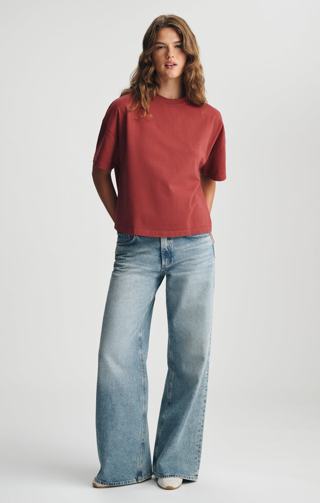 OVERSIZED CREW NECK T-SHIRT IN ROSEWOOD - Mavi Jeans