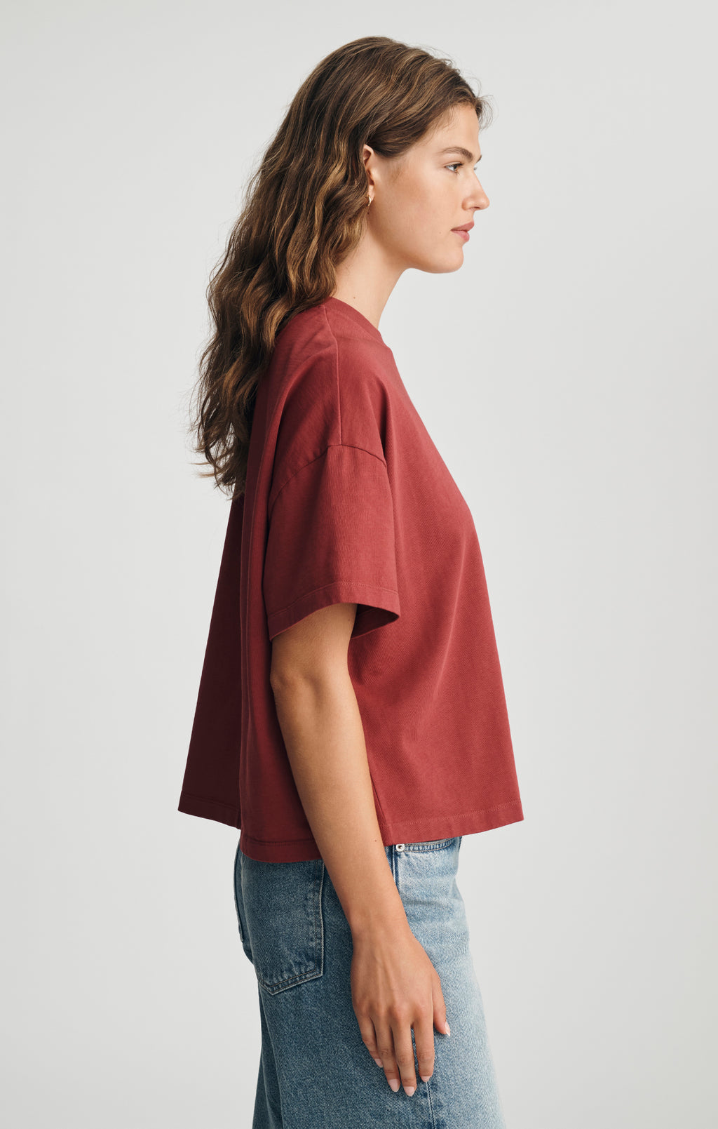 OVERSIZED CREW NECK T-SHIRT IN ROSEWOOD - Mavi Jeans