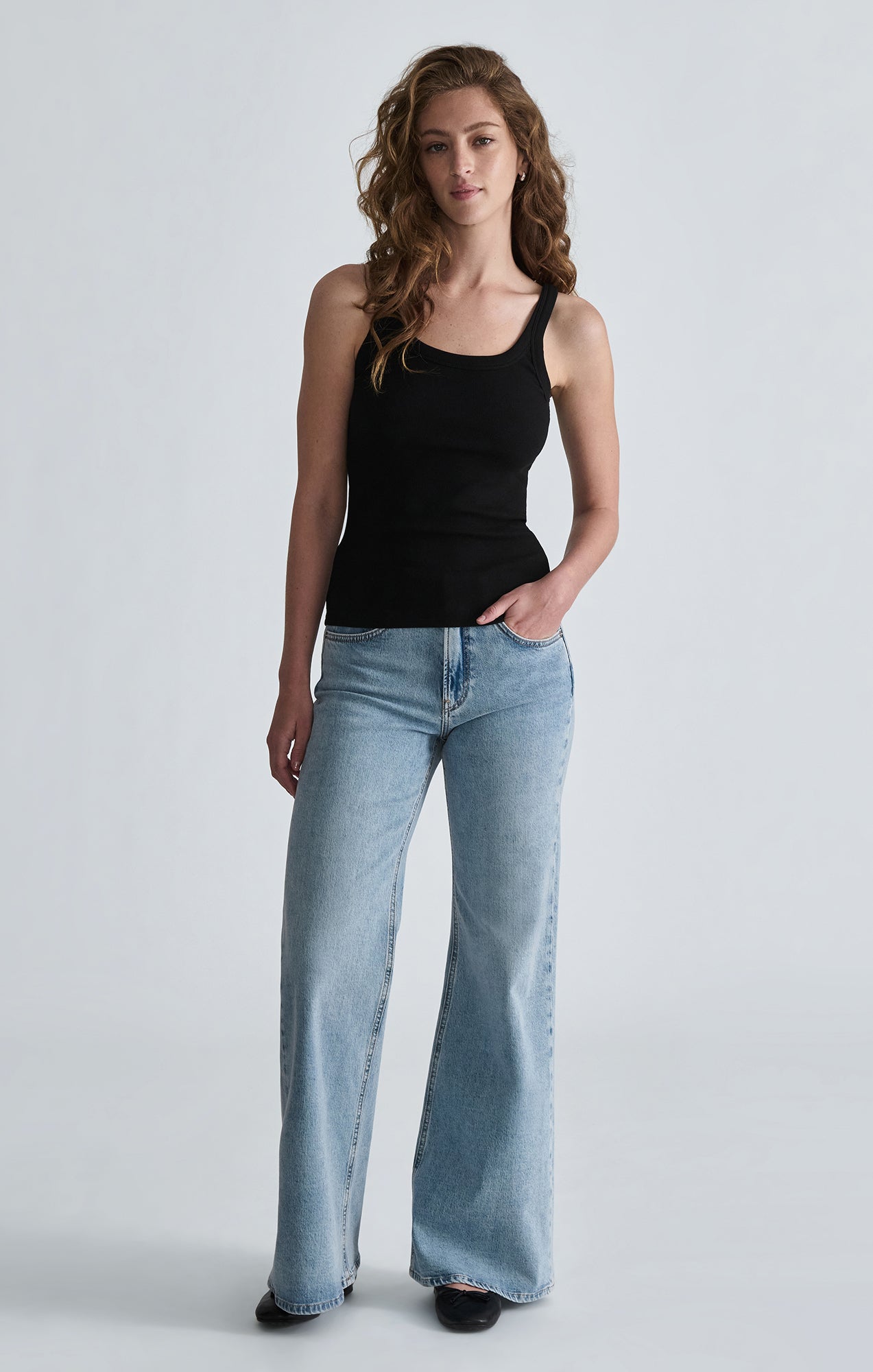 FRANKIE RIBBED TANK TOP IN BLACK - Mavi Jeans