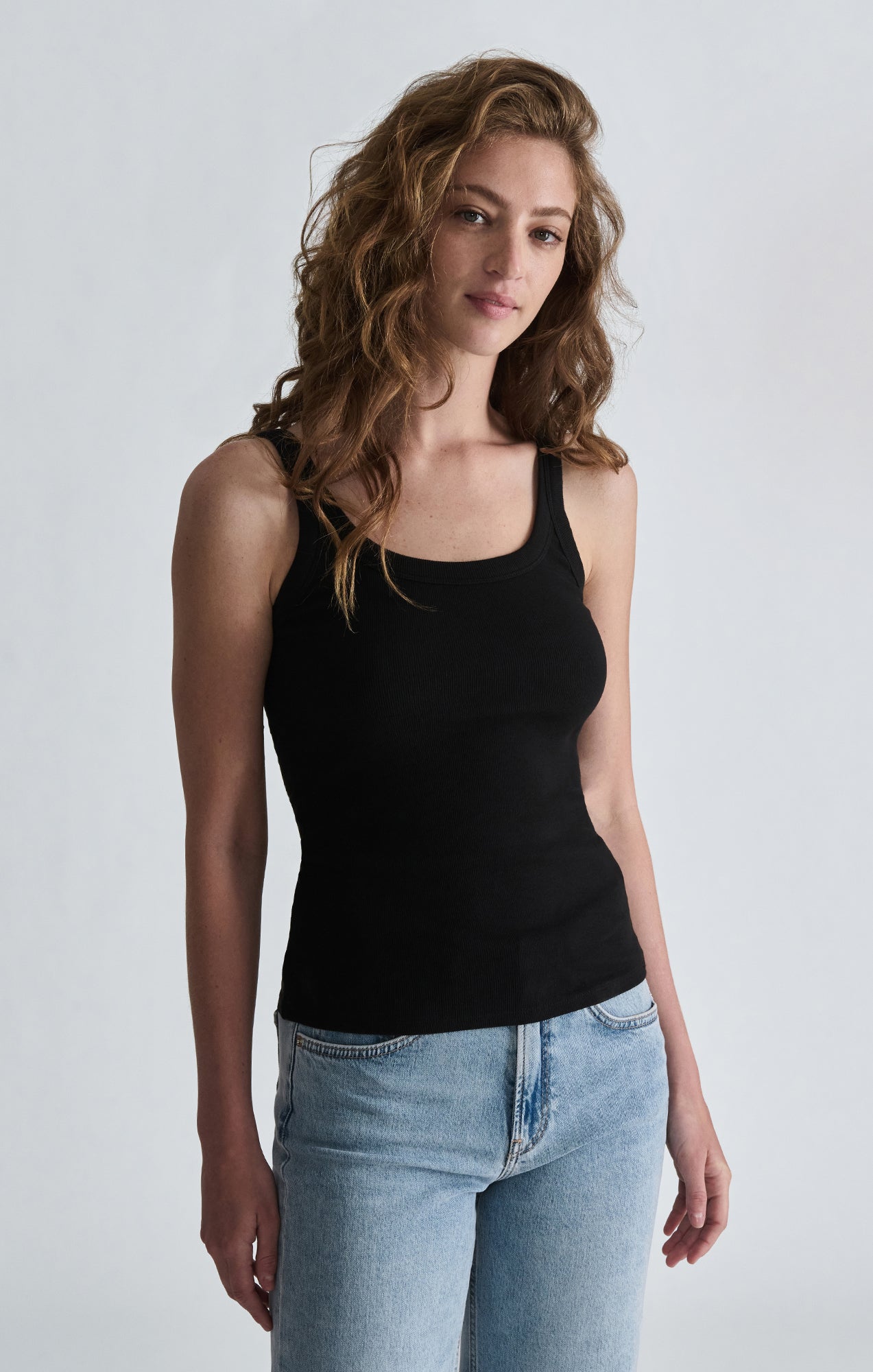 FRANKIE RIBBED TANK TOP IN BLACK - Mavi Jeans