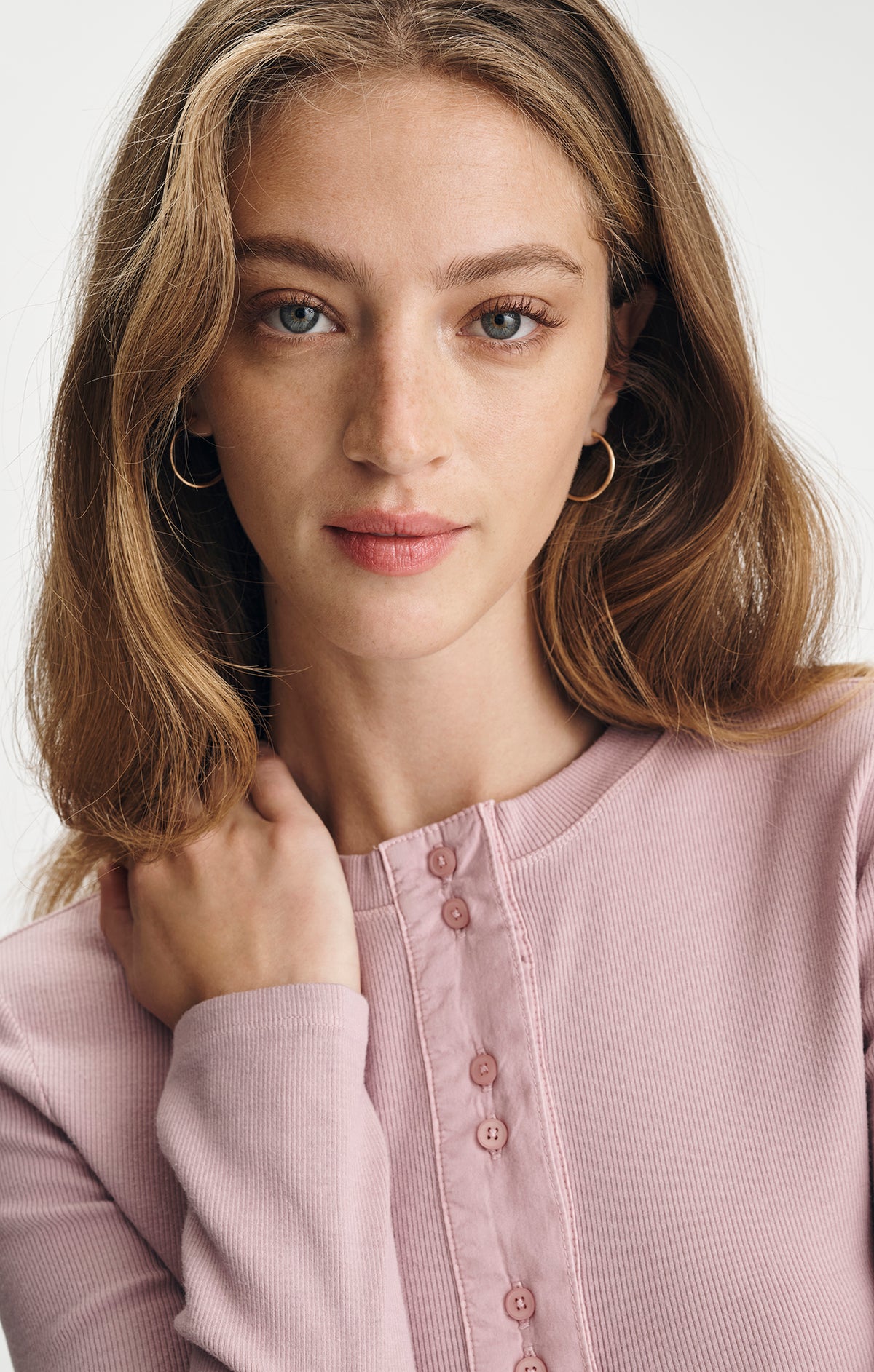 RIBBED LONG SLEEVE HENLEY T-SHIRT IN KEEPSAKE LILAC - Mavi Jeans