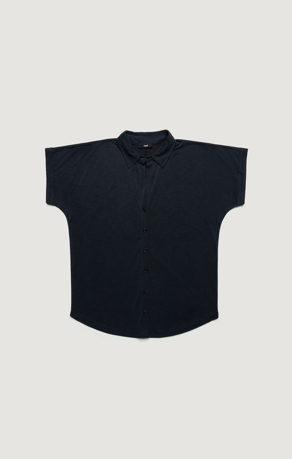 LUXE TOUCH TENCEL™ BUTTON-UP T-SHIRT IN BLACK - Mavi Jeans