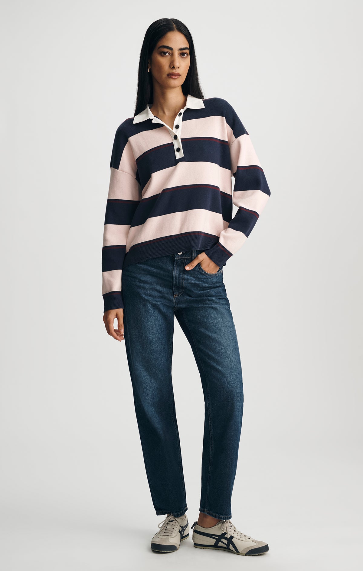 RUGBY POLO SWEATER IN PEACOAT STRIPE - Mavi Jeans
