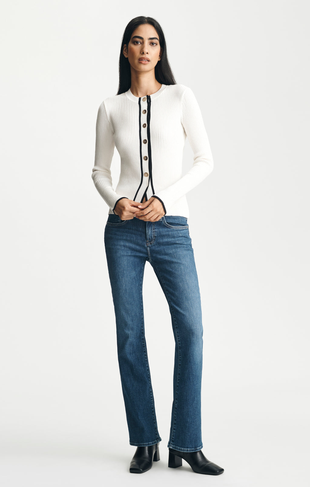 TIPPED CARDIGAN IN ANTIQUE WHITE - Mavi Jeans