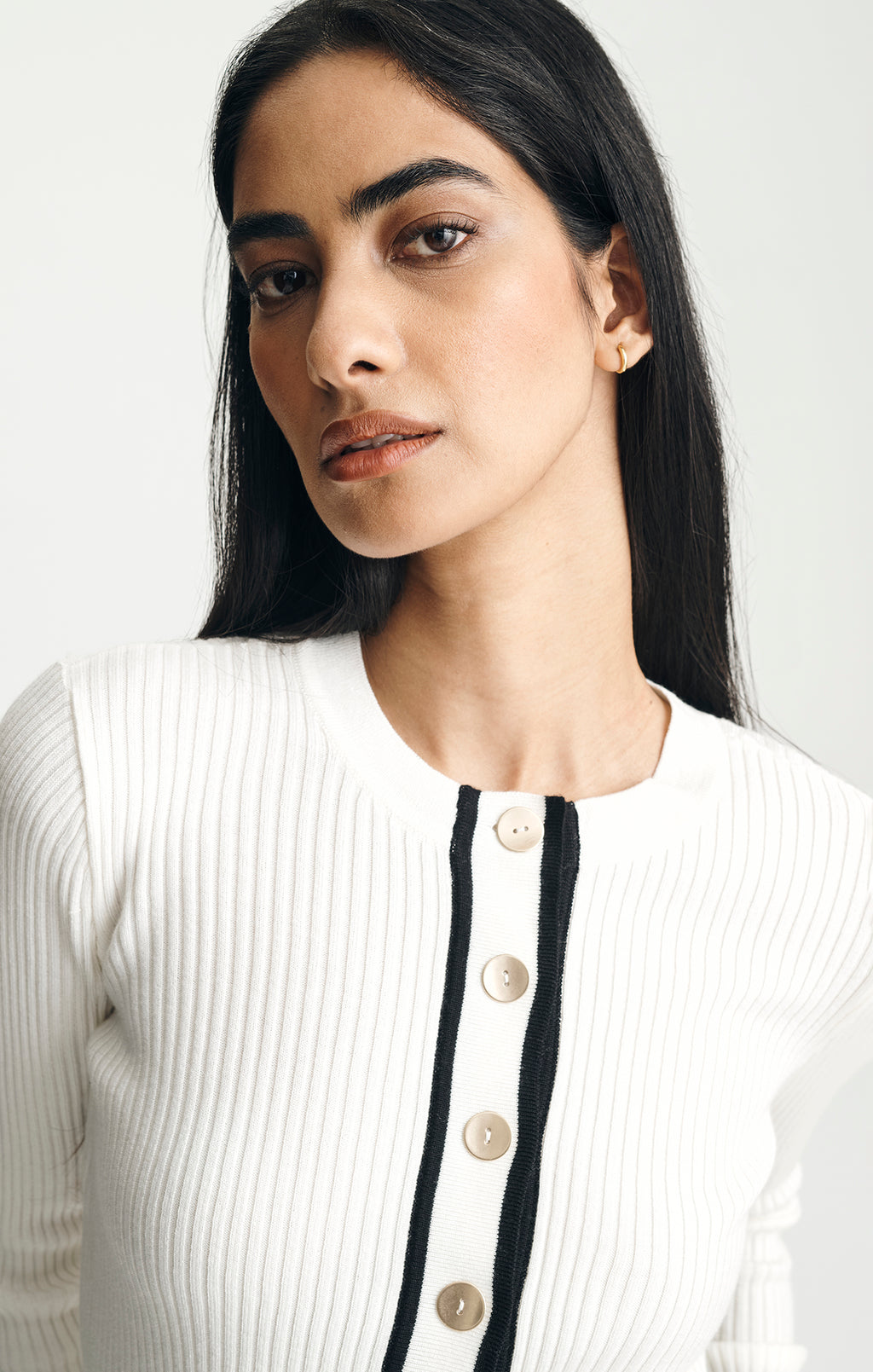 TIPPED CARDIGAN IN ANTIQUE WHITE - Mavi Jeans