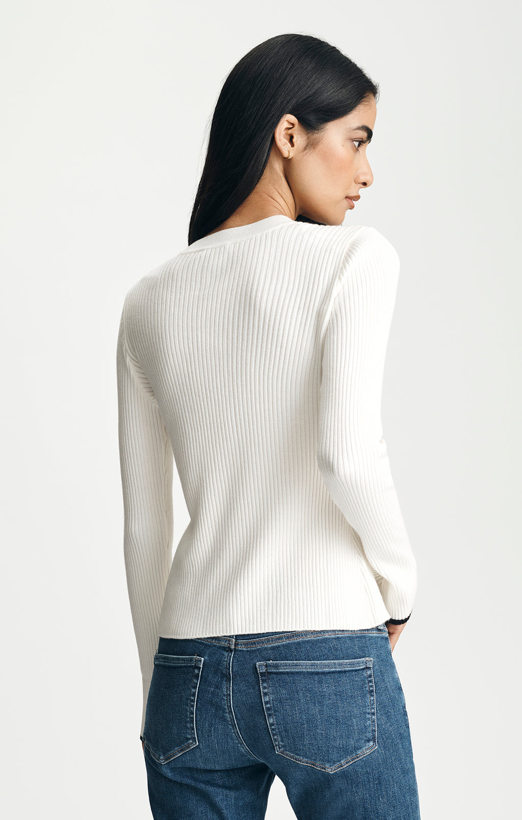 TIPPED CARDIGAN IN ANTIQUE WHITE - Mavi Jeans
