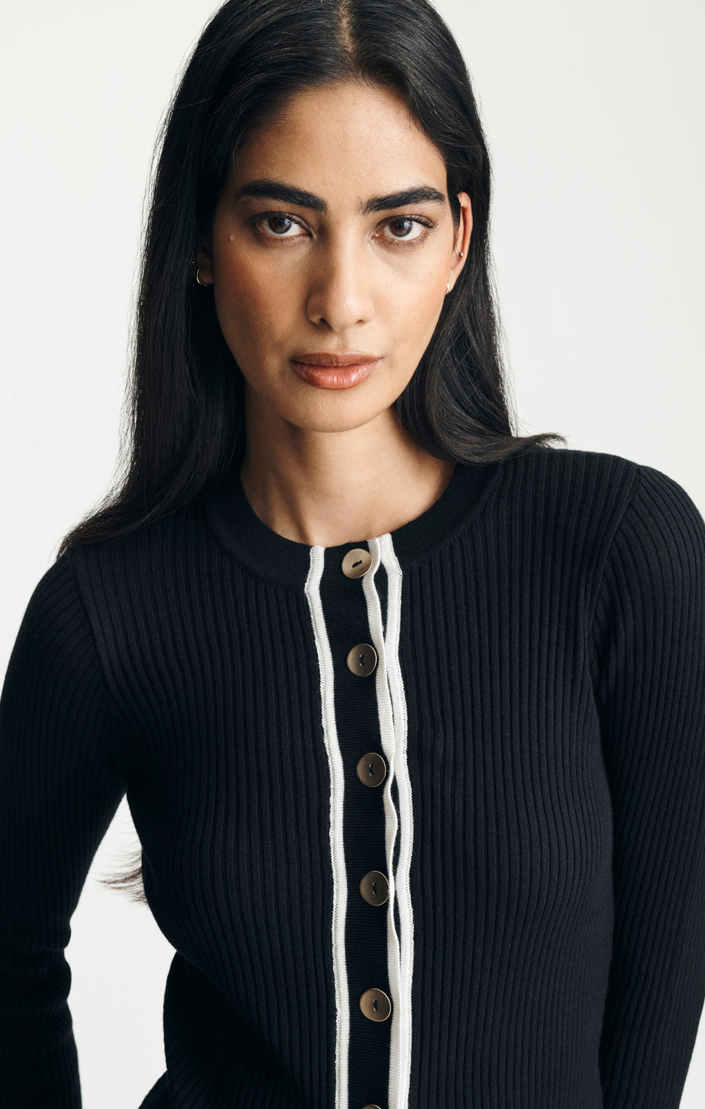 TIPPED CARDIGAN IN BLACK - Mavi Jeans