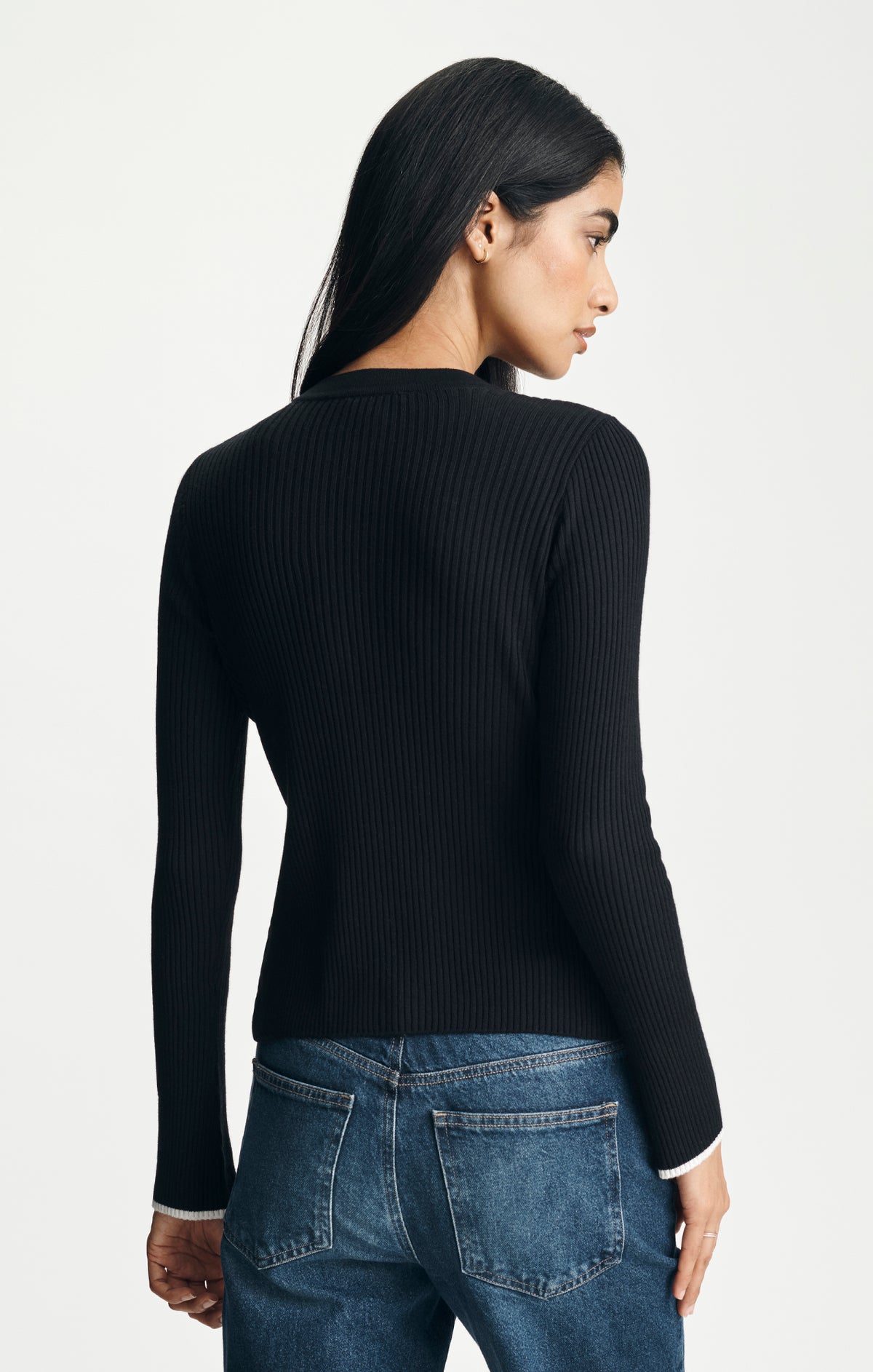 TIPPED CARDIGAN IN BLACK - Mavi Jeans