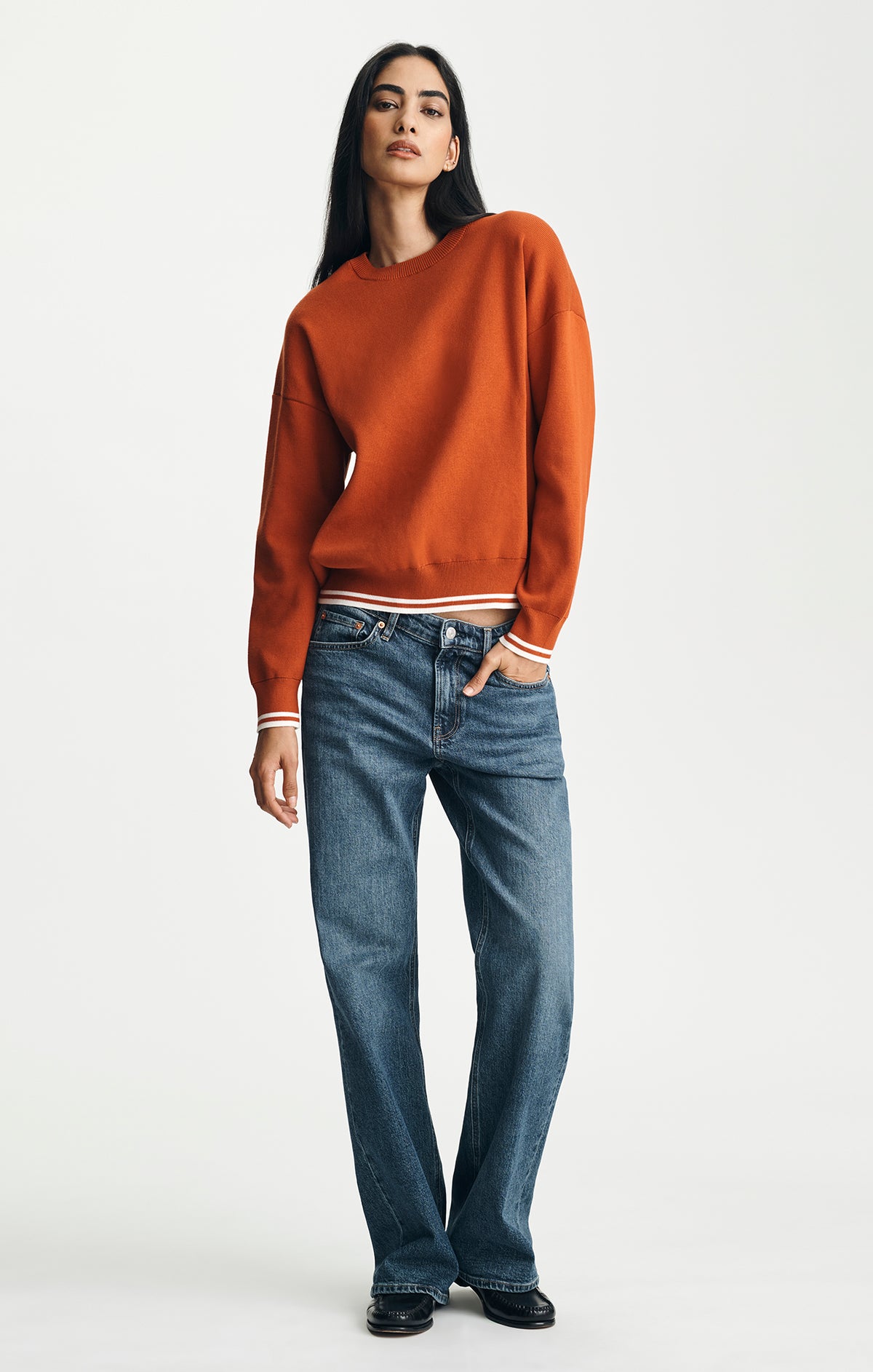 VARSITY CREW NECK SWEATER IN ROOIBOS TEA - Mavi Jeans