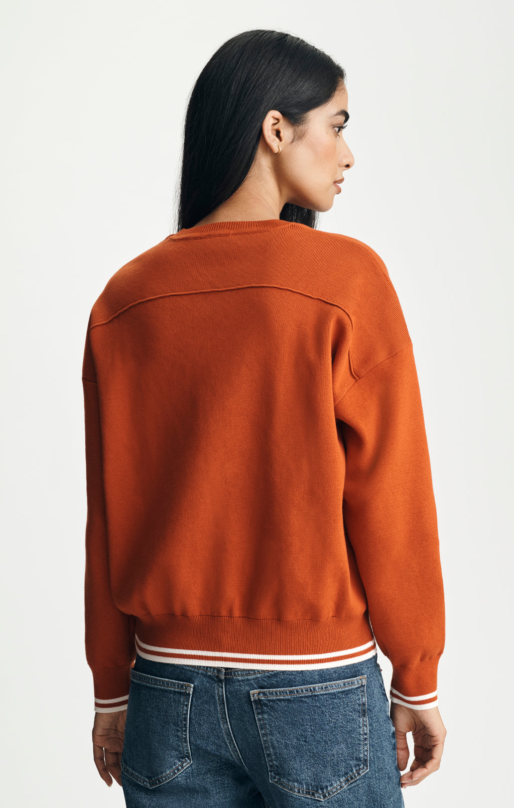 VARSITY CREW NECK SWEATER IN ROOIBOS TEA - Mavi Jeans