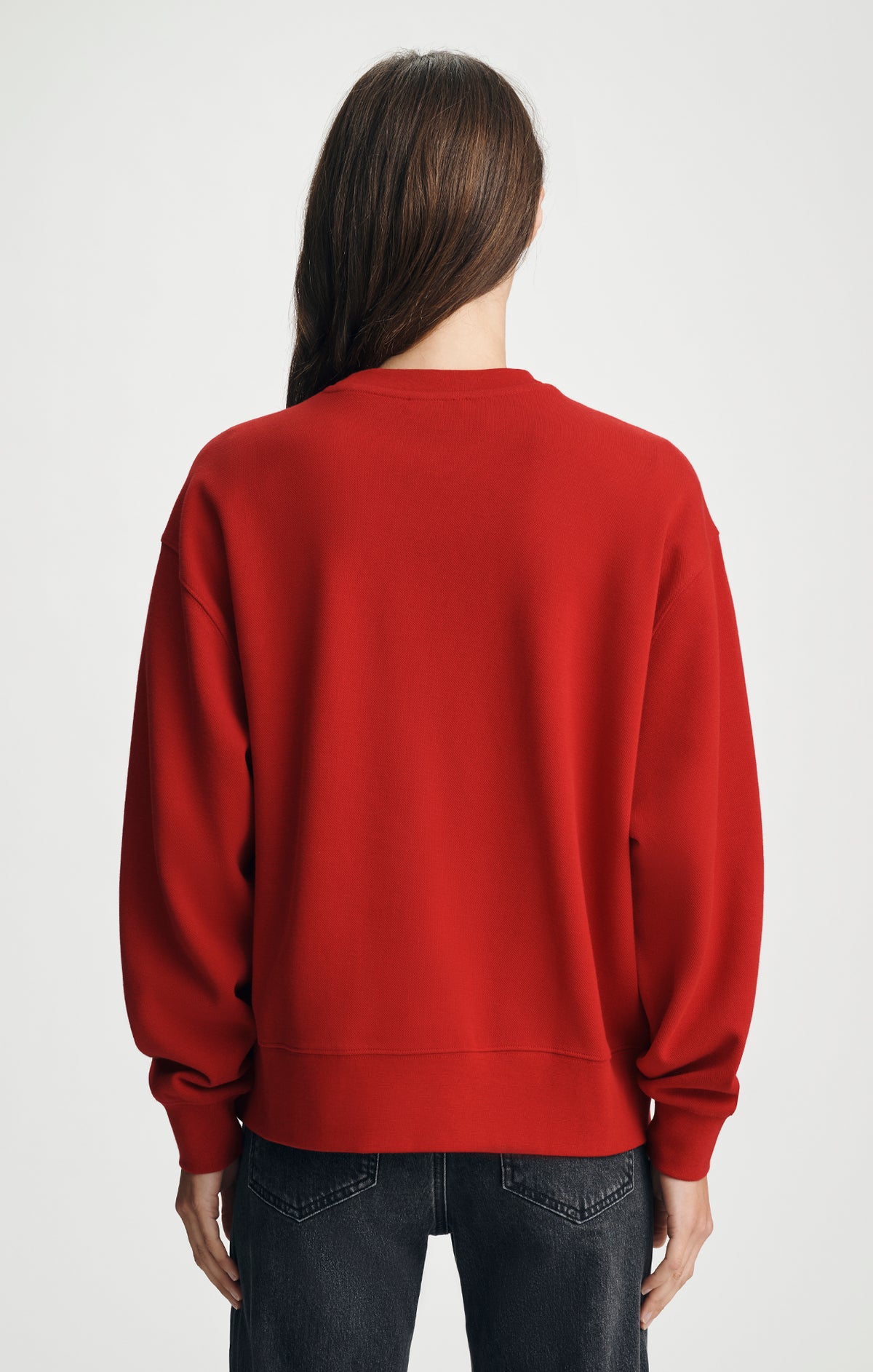 PIQUE CREW NECK SWEATSHIRT IN SAVVY RED - Mavi Jeans