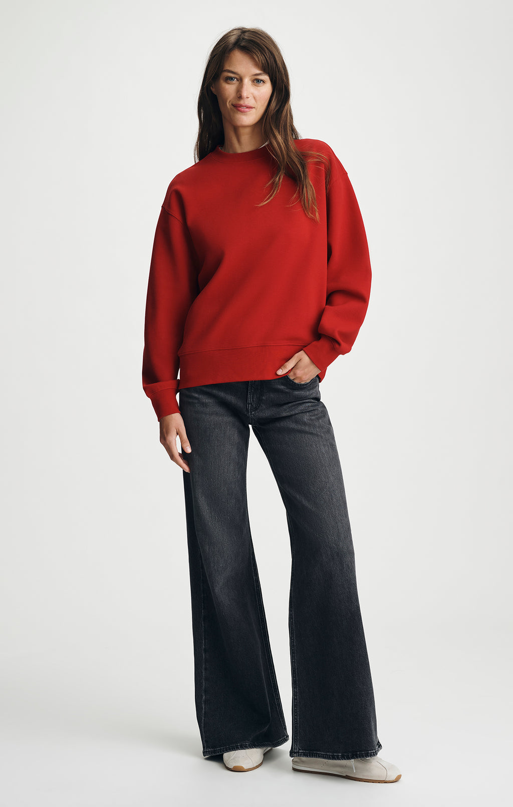 PIQUE CREW NECK SWEATSHIRT IN SAVVY RED - Mavi Jeans