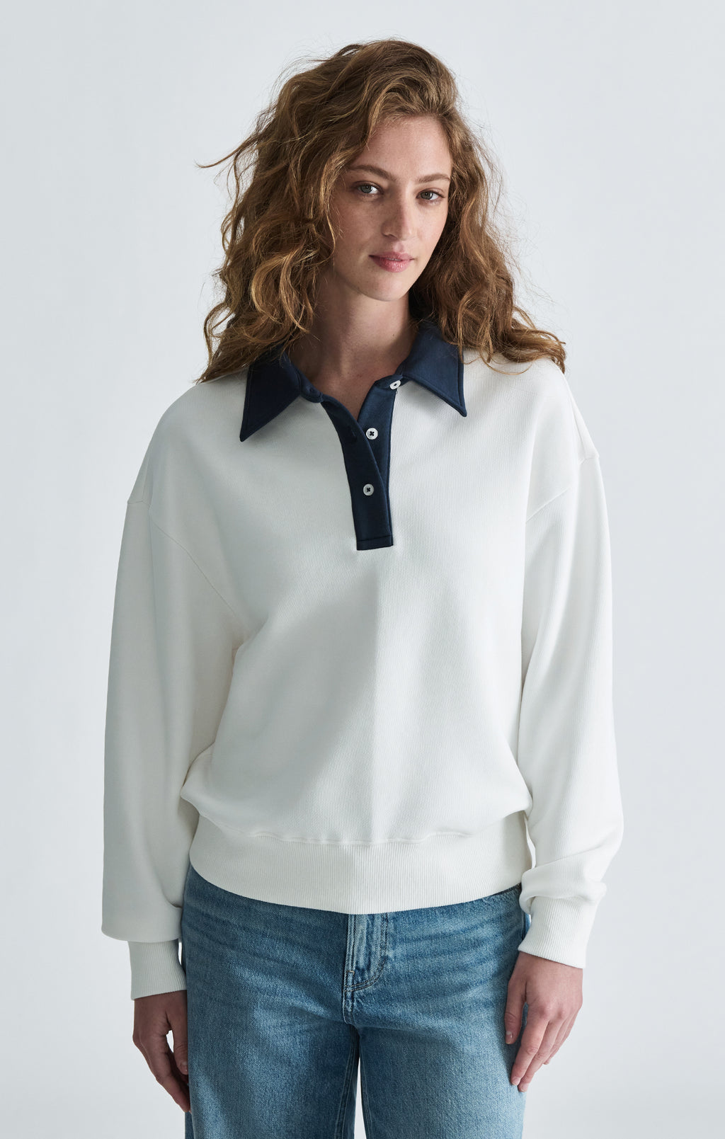 POLO NECK SWEATSHIRT IN ANTIQUE WHITE - Mavi Jeans
