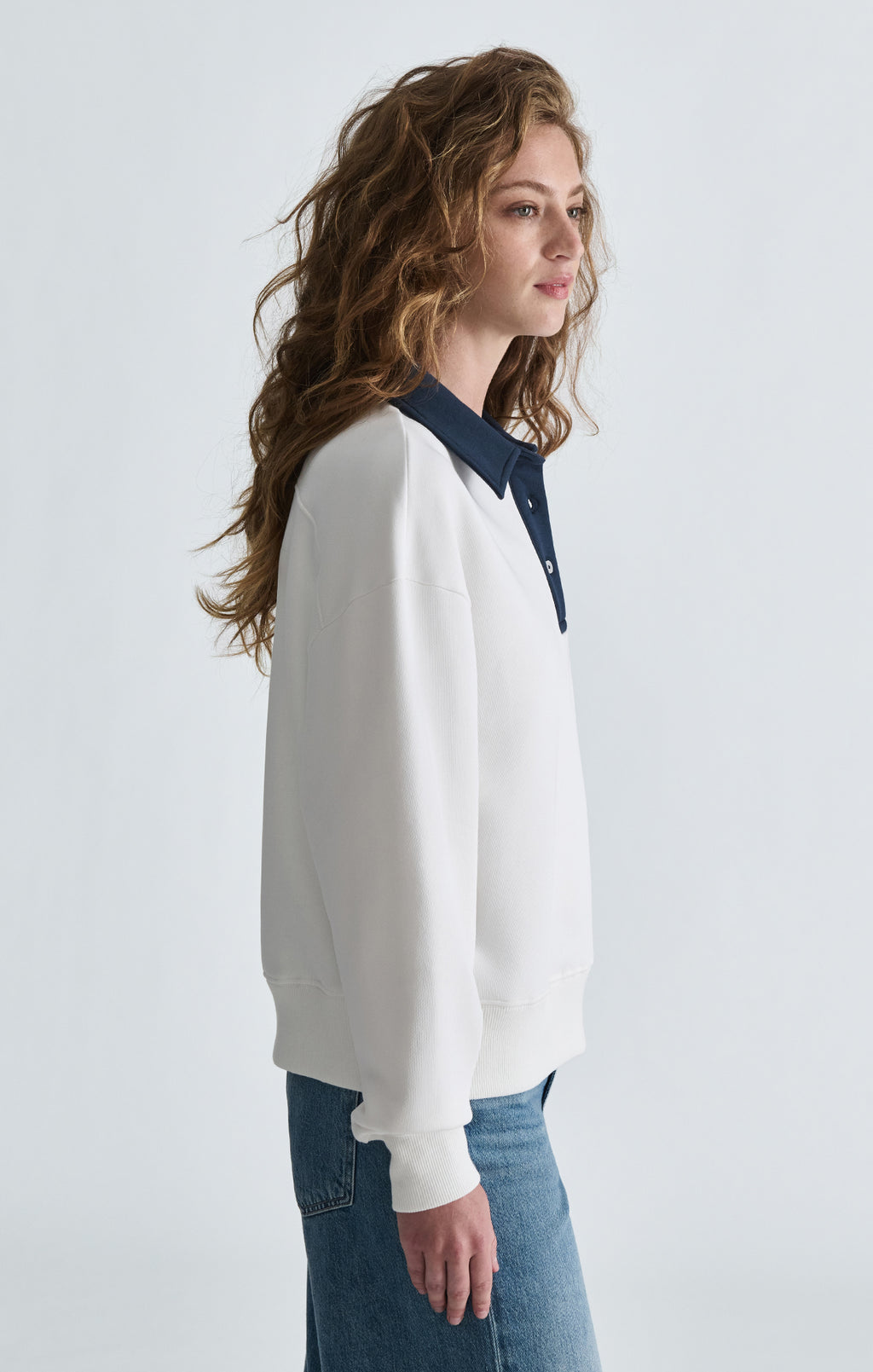 POLO NECK SWEATSHIRT IN ANTIQUE WHITE - Mavi Jeans