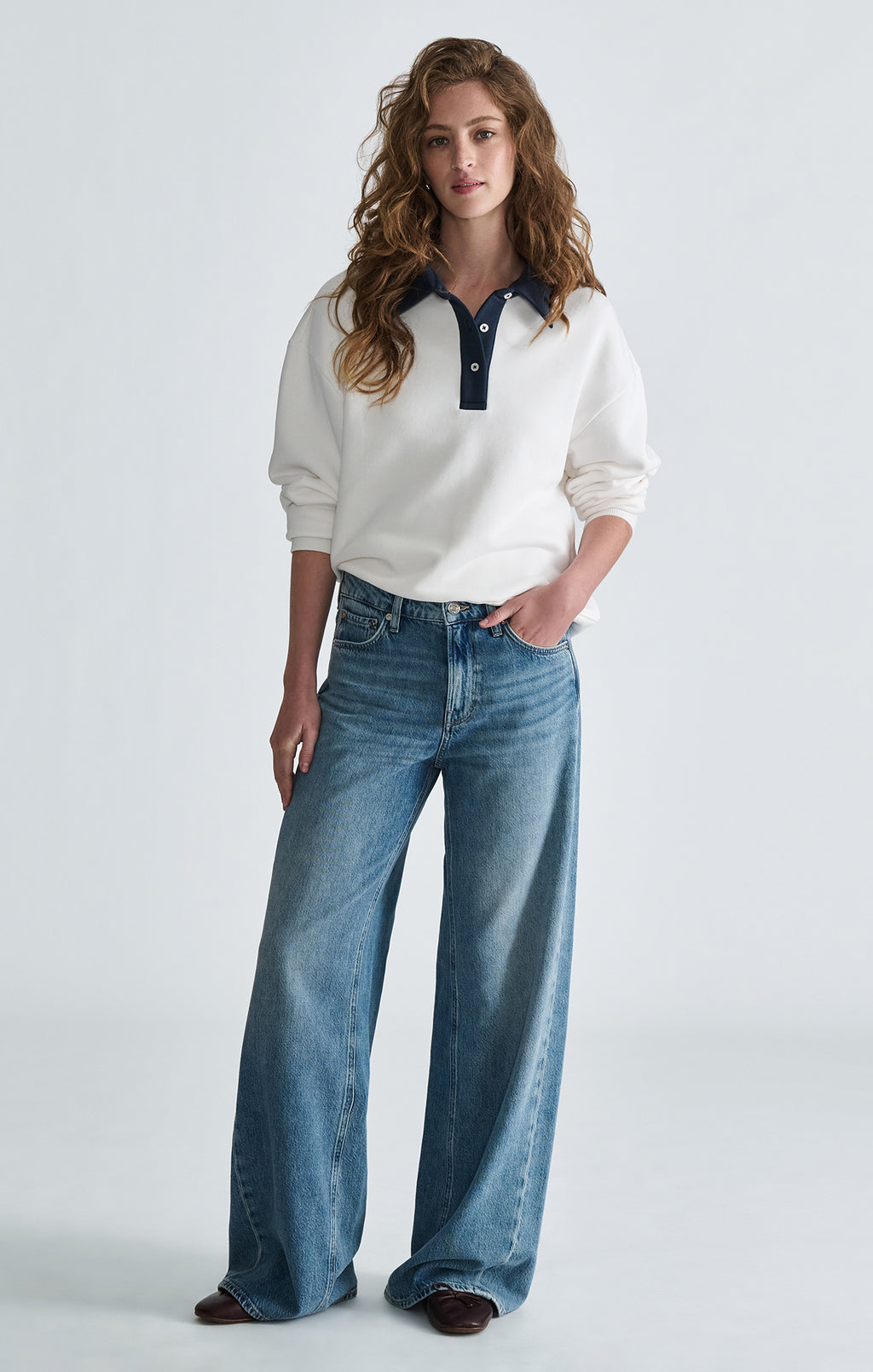POLO NECK SWEATSHIRT IN ANTIQUE WHITE - Mavi Jeans
