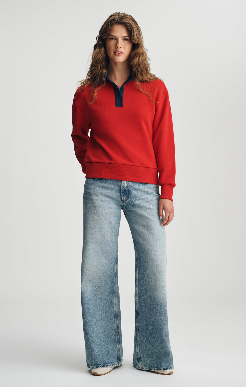POLO NECK SWEATSHIRT IN EQUESTRIAN RED - Mavi Jeans