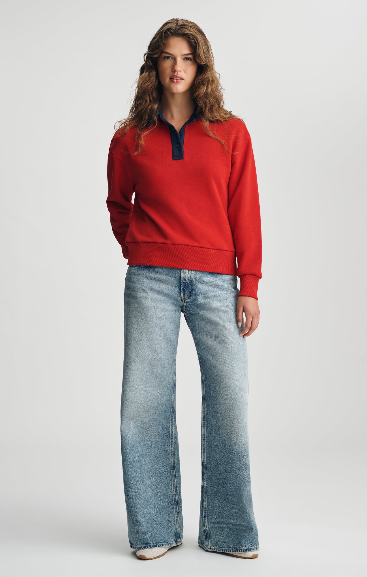 POLO NECK SWEATSHIRT IN EQUESTRIAN RED - Mavi Jeans