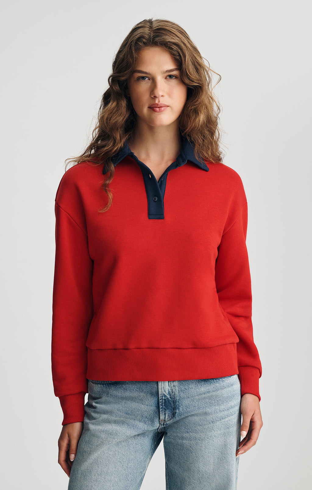 POLO NECK SWEATSHIRT IN EQUESTRIAN RED - Mavi Jeans