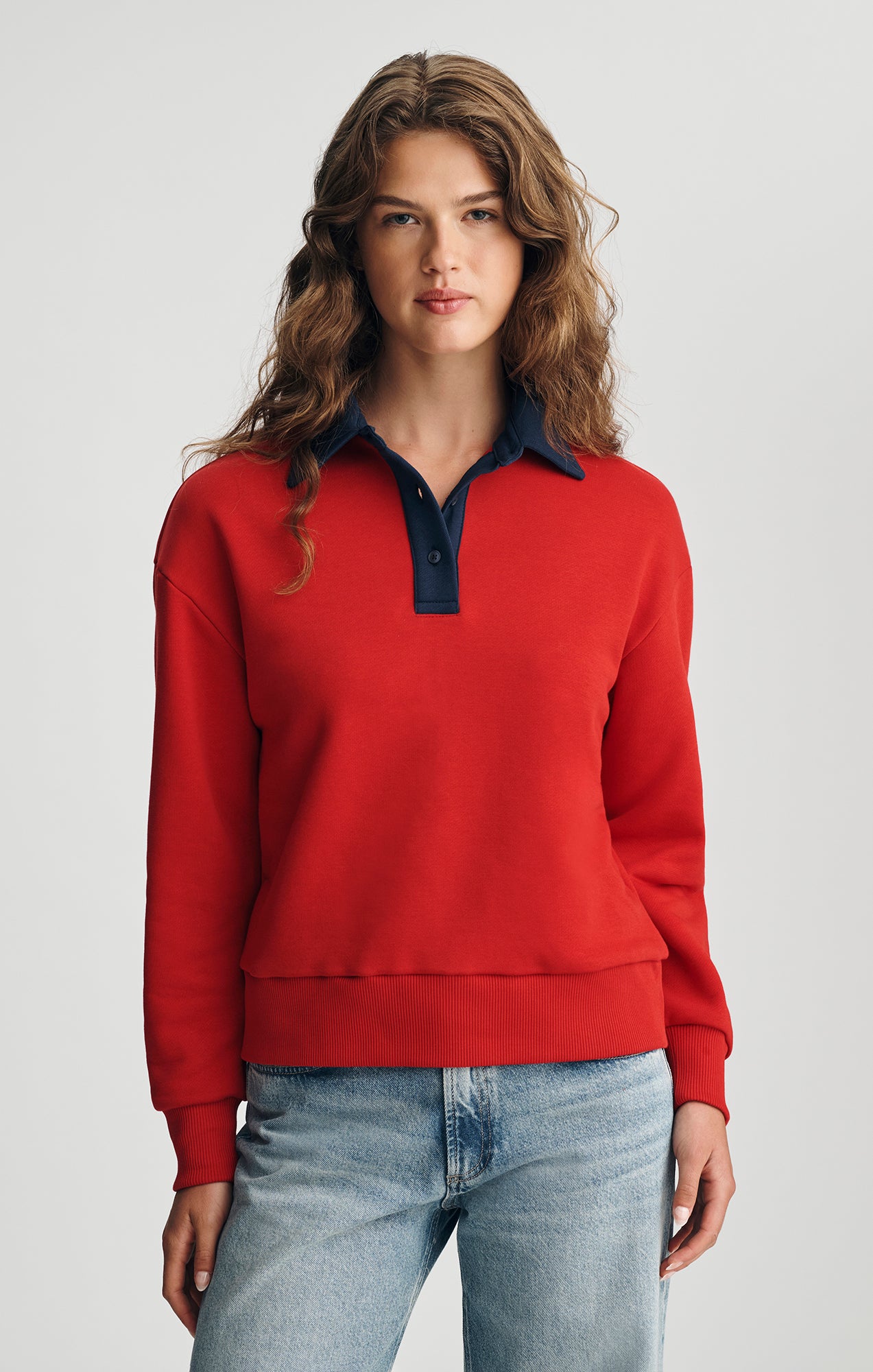 POLO NECK SWEATSHIRT IN EQUESTRIAN RED - Mavi Jeans