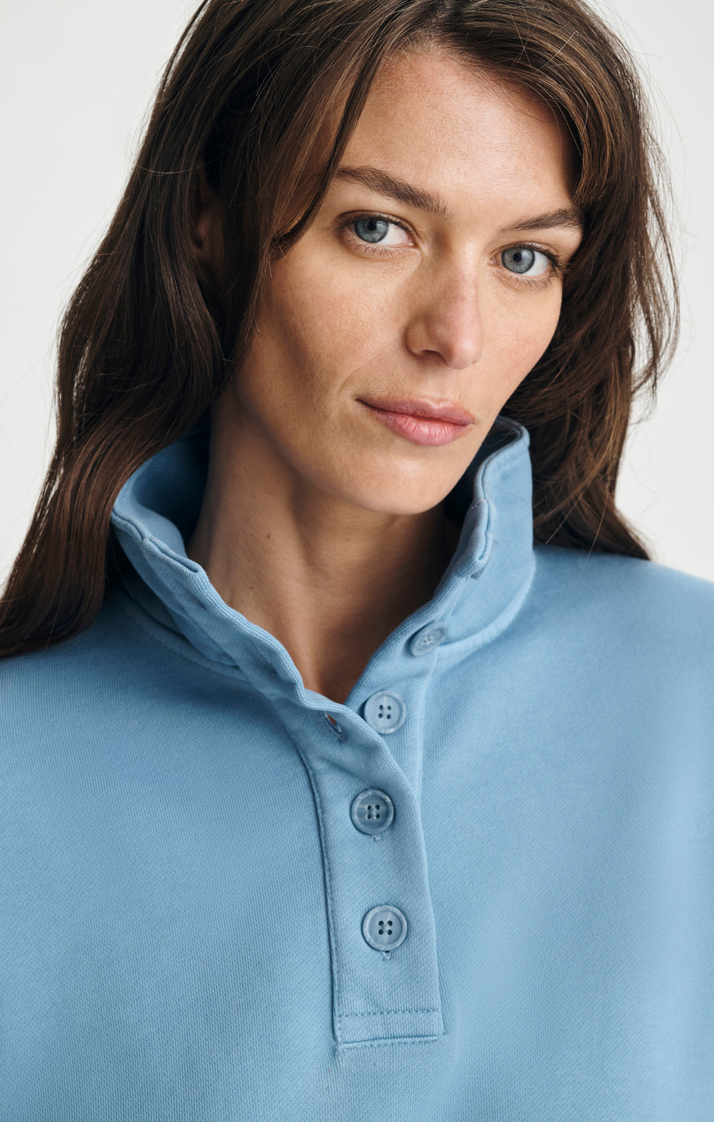 FLEECE FUNNEL NECK SWEATSHIRT IN CYANEUS - Mavi Jeans