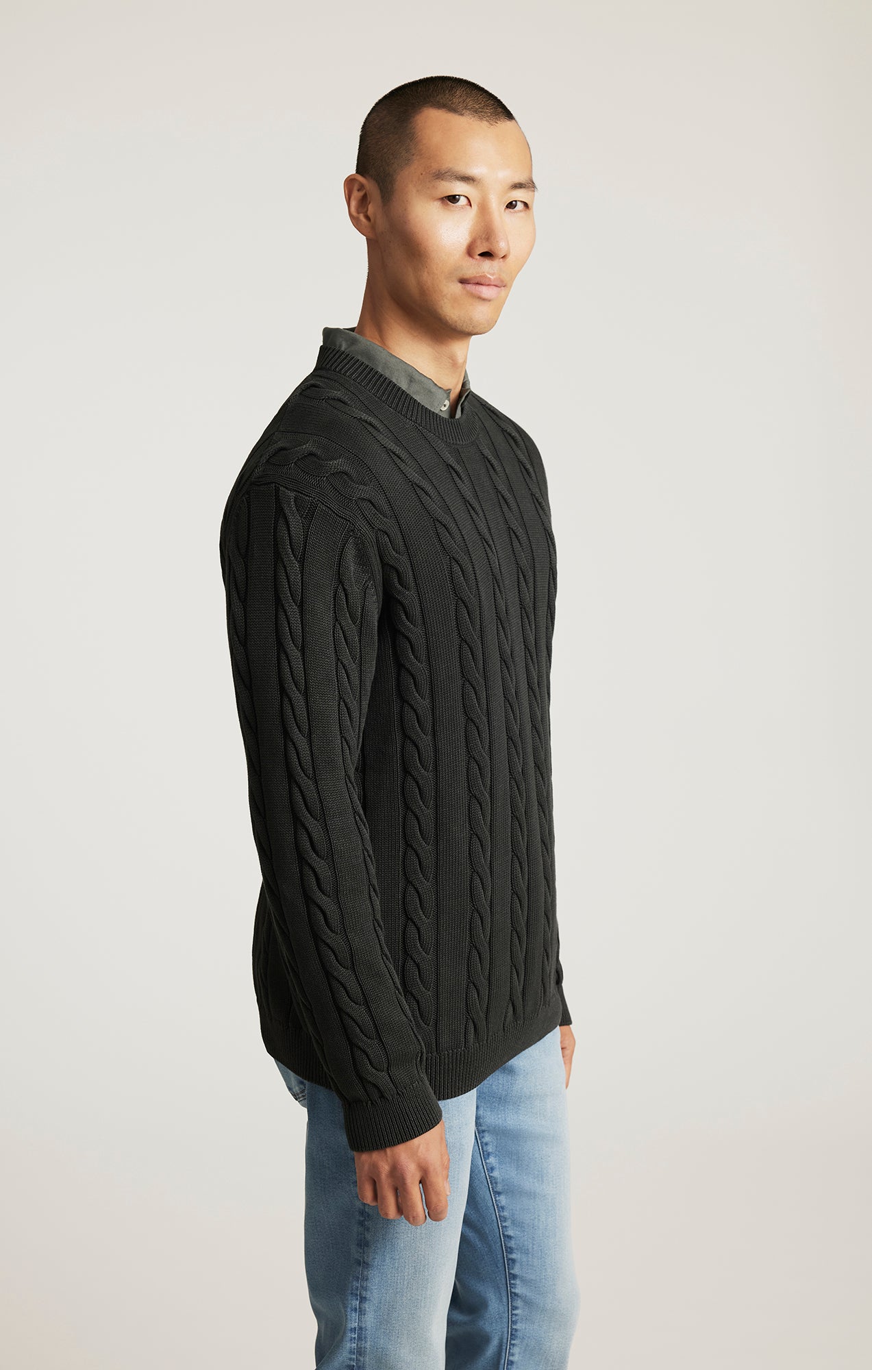 CABLE-KNIT SWEATER IN FROST GRAY - Mavi Jeans