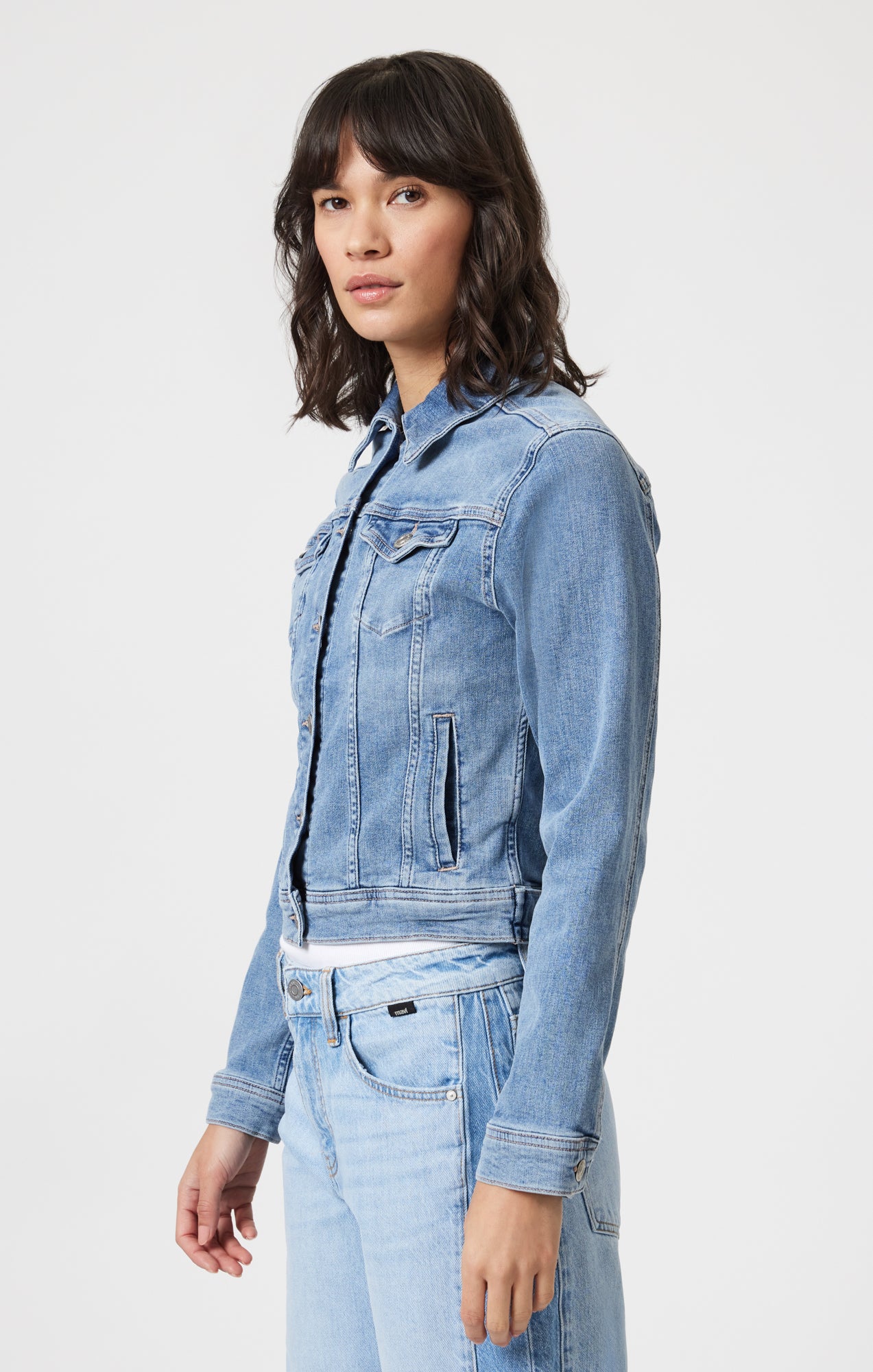 CECILIA DENIM JACKET IN LIGHT BRUSHED FLEX BLUE - Mavi Jeans