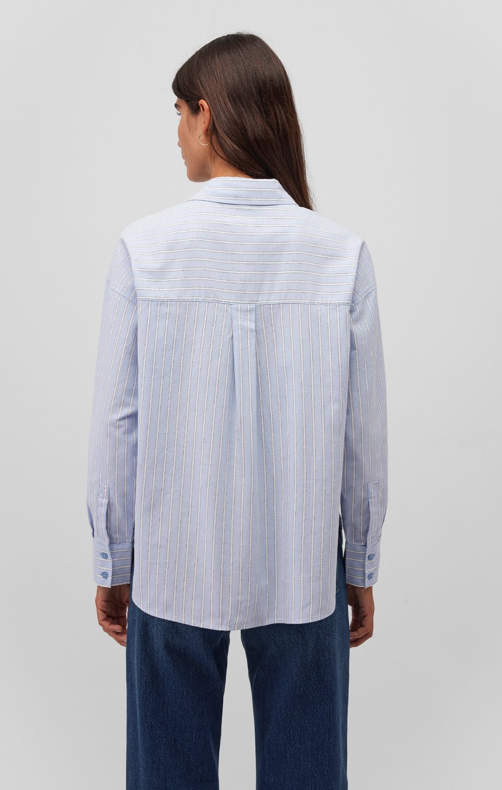 LONG SLEEVE BUTTON-UP SHIRT IN BLUE STRIPE - Mavi Jeans