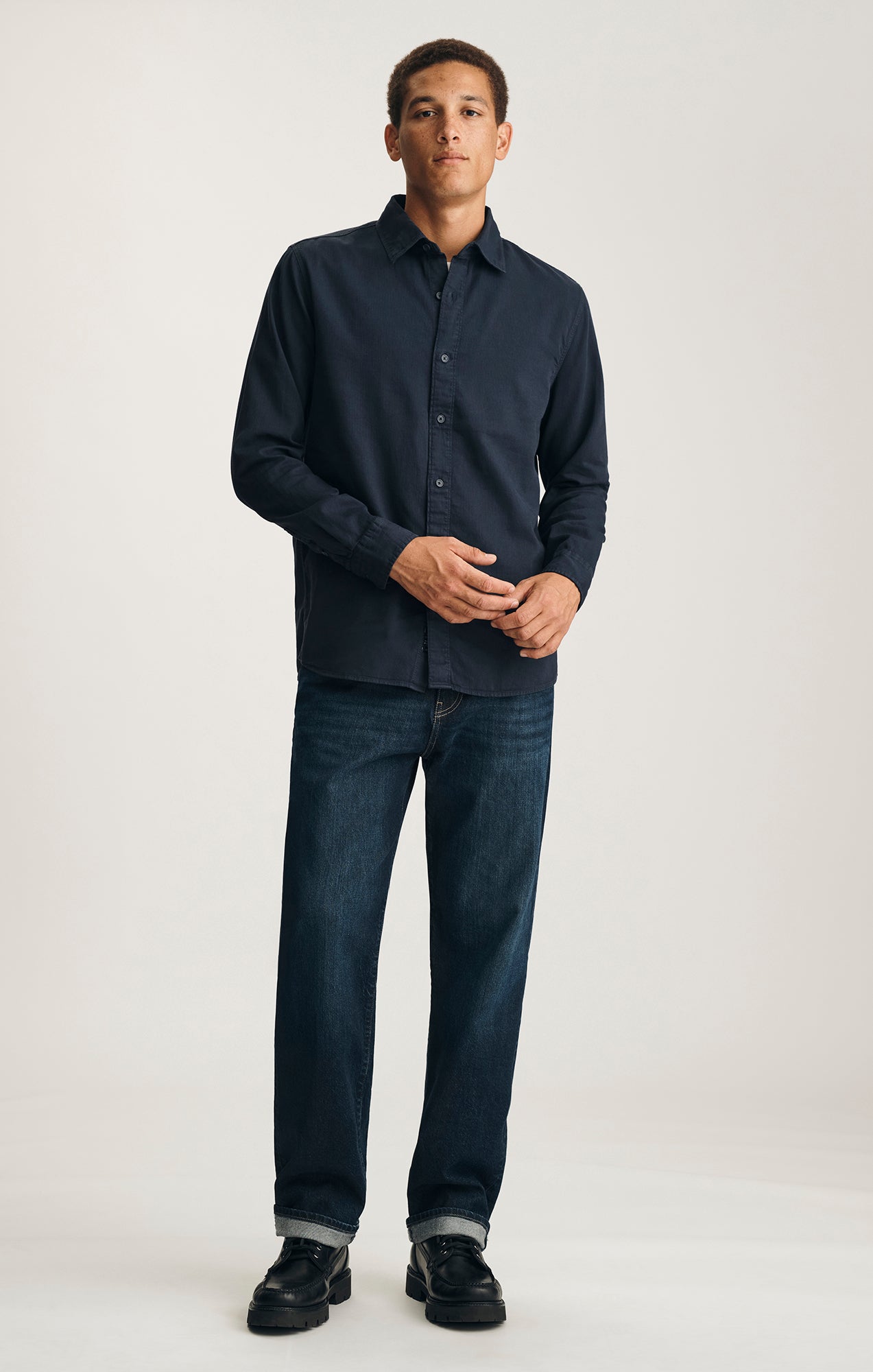 LONG SLEEVE BUTTON-UP SHIRT IN OUTER SPACE