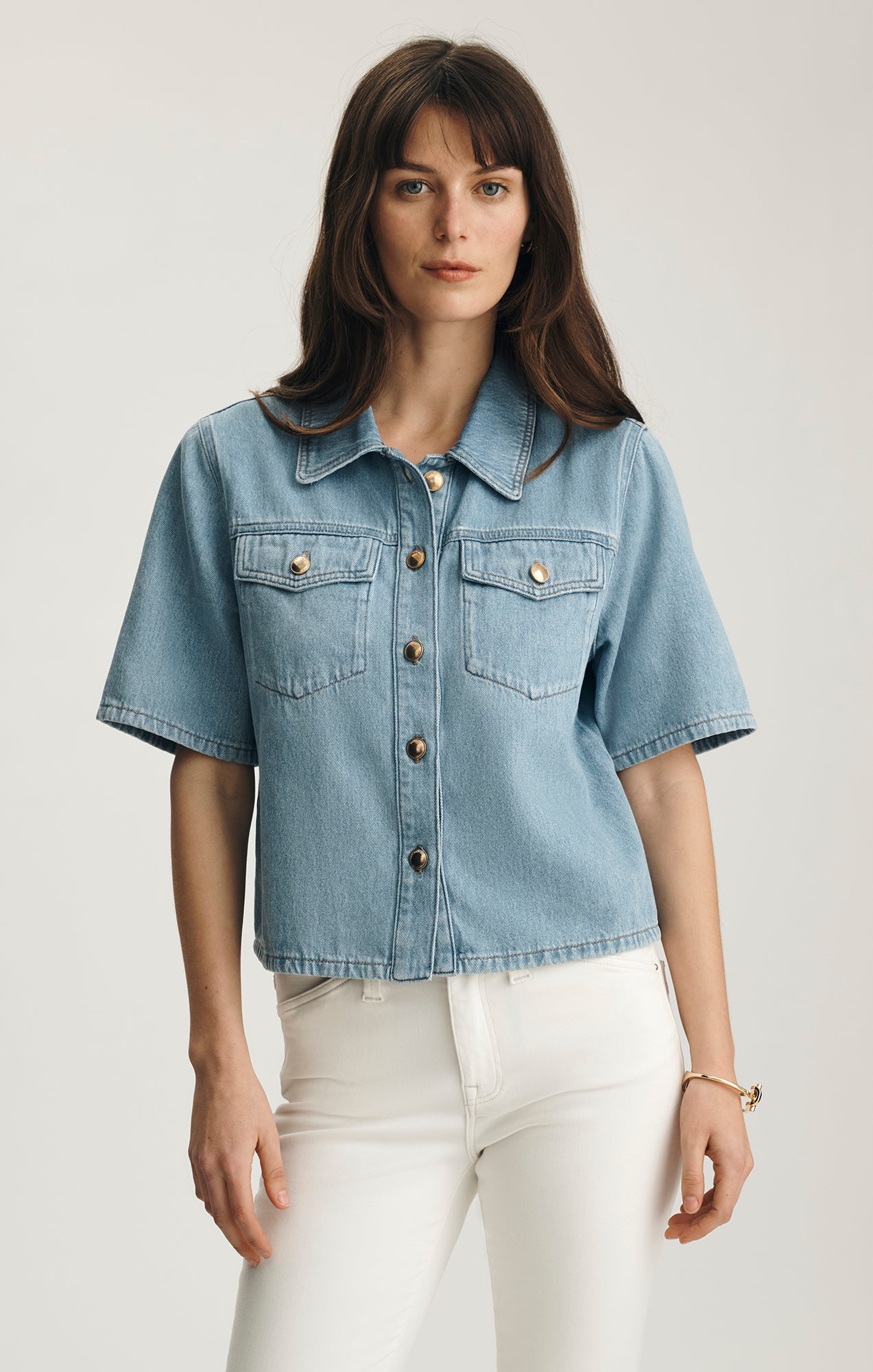 DAFNE DENIM SHIRT IN LIGHT GOLD PREMIUM - Mavi Jeans