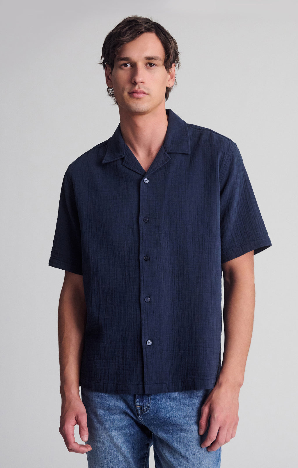 SHORT SLEEVE BUTTON-UP SHIRT IN OUTER SPACE