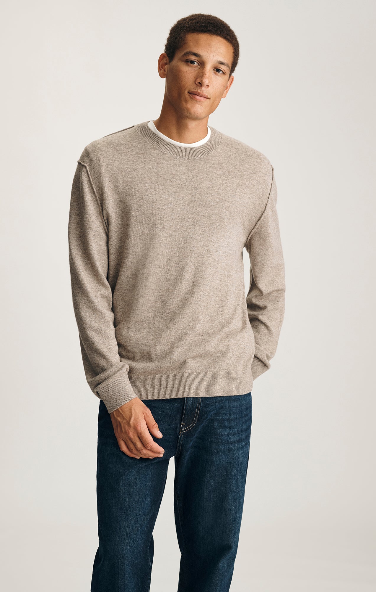 EDITION LONG SLEEVE CREW NECK SWEATER IN OATMEAL MELANGE