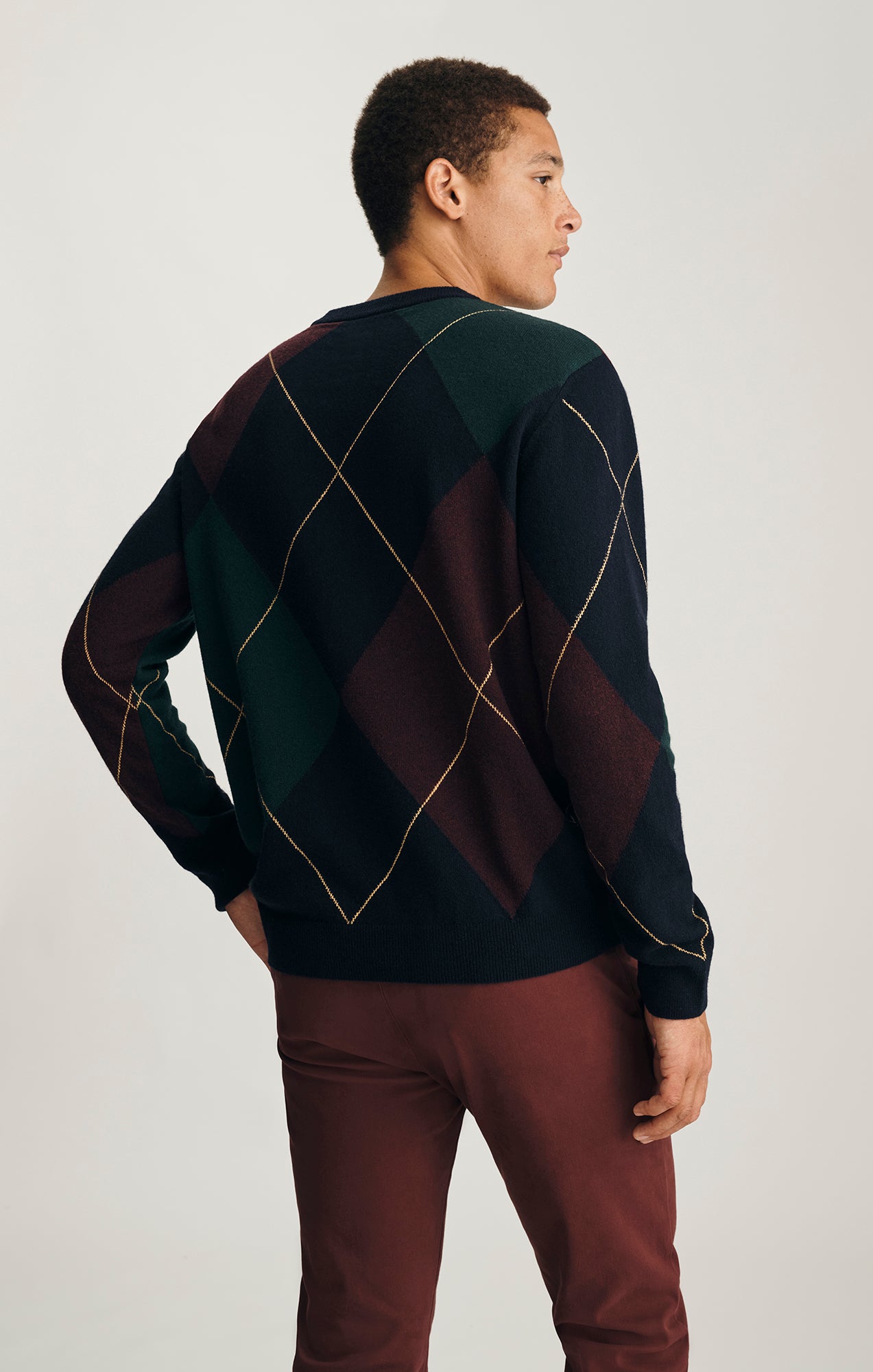 JACQUARD SWEATER IN BLACK IRIS