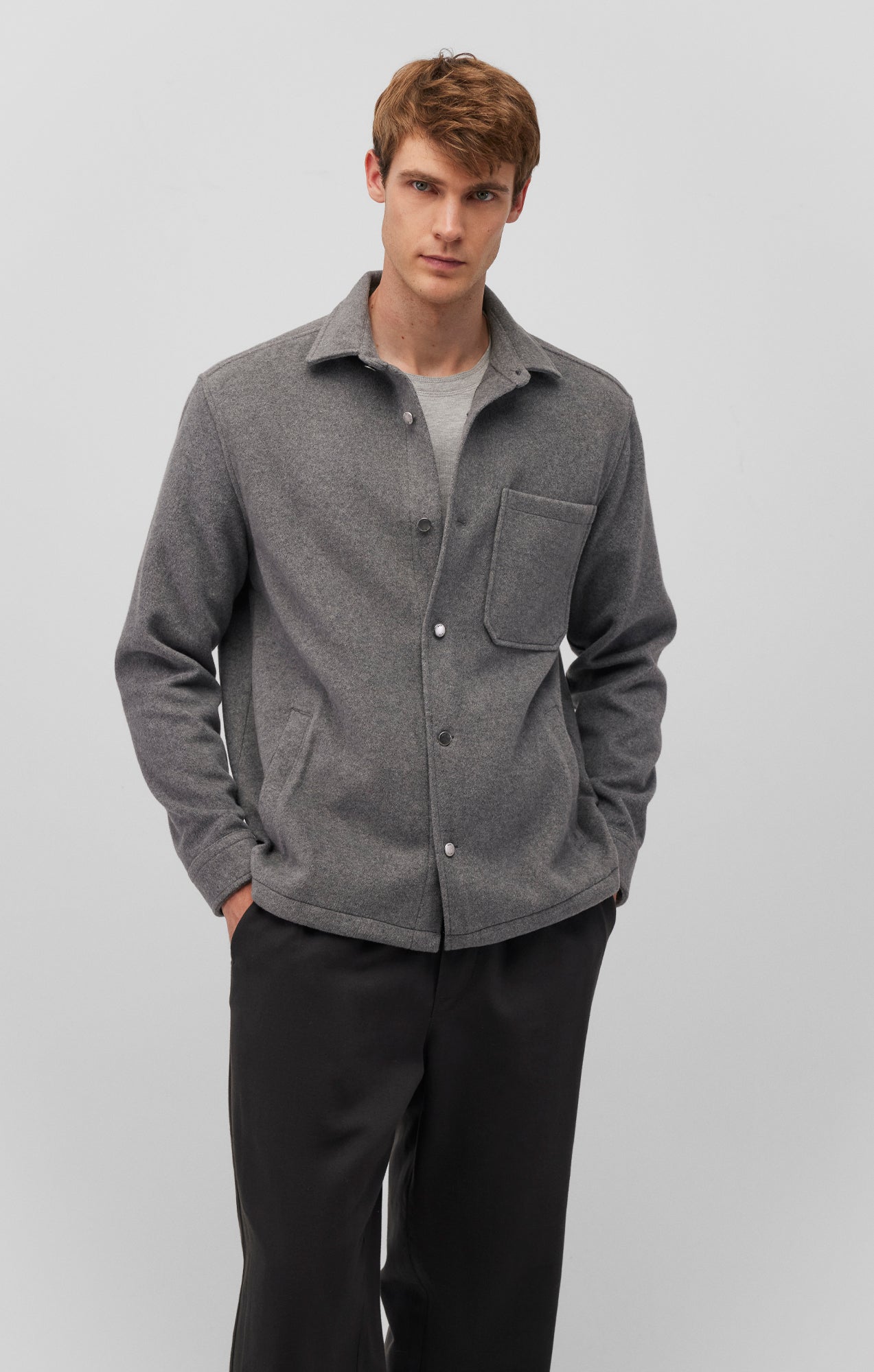 ONE POCKET LONG SLEEVE BUTTON-UP SHIRT IN ANTHRACITE - Mavi Jeans