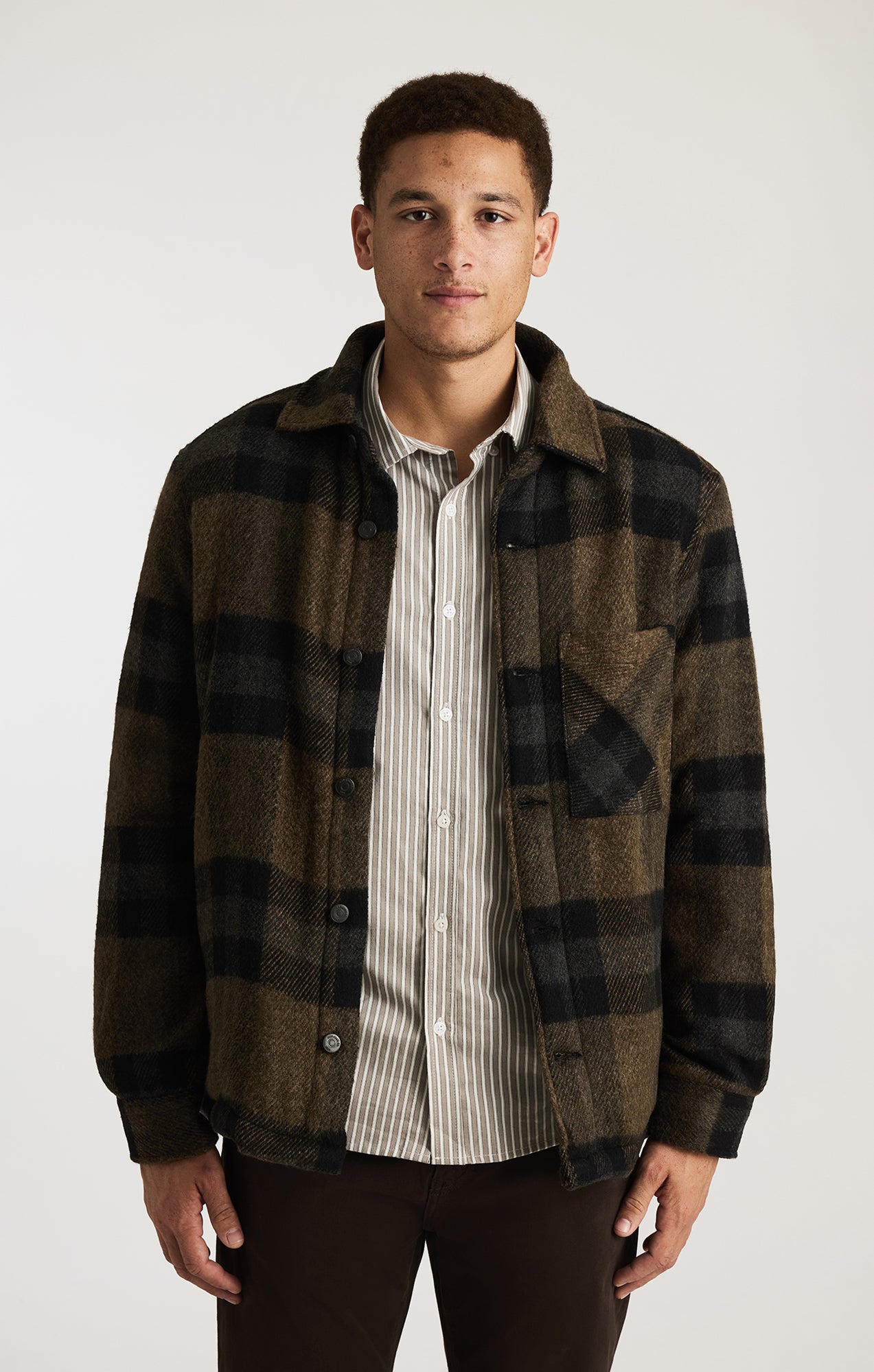 PLAID SHIRT JACKET IN BLACK