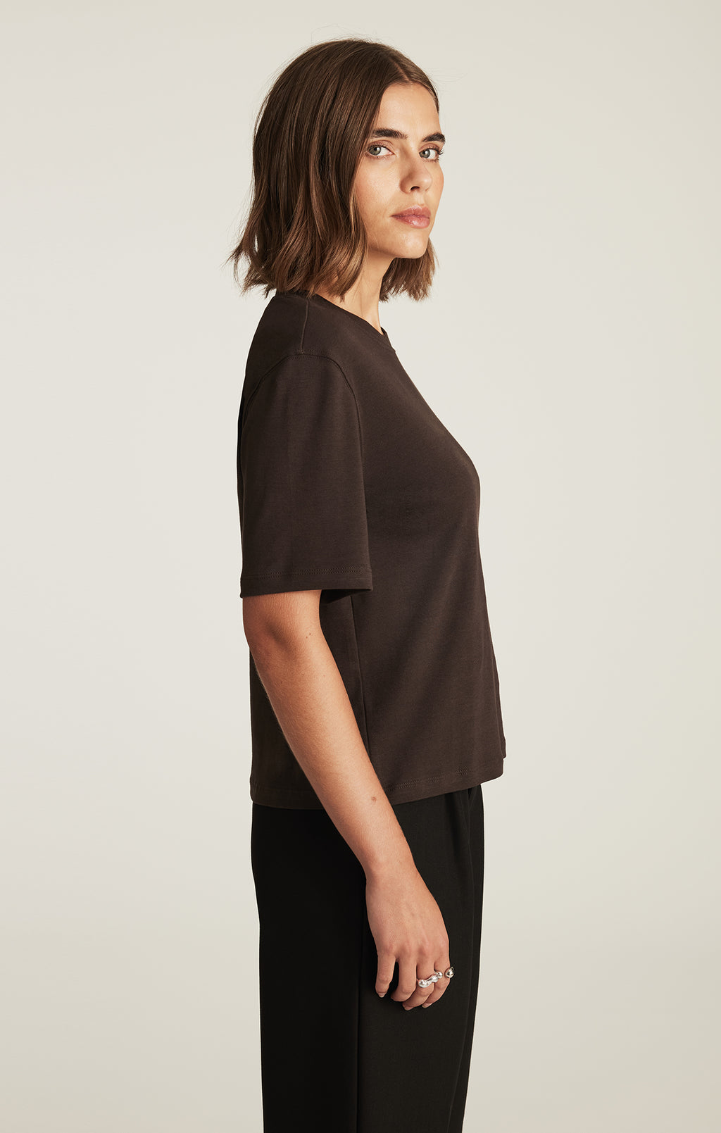 EDITION CREW NECK T-SHIRT IN CHOCOLATE BROWN