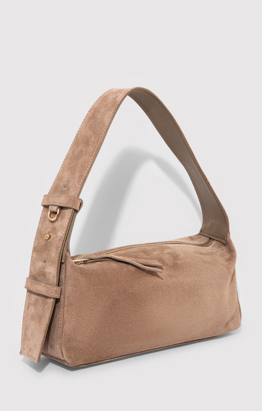 SUEDE SHOULDER BAG IN SILVER MINK