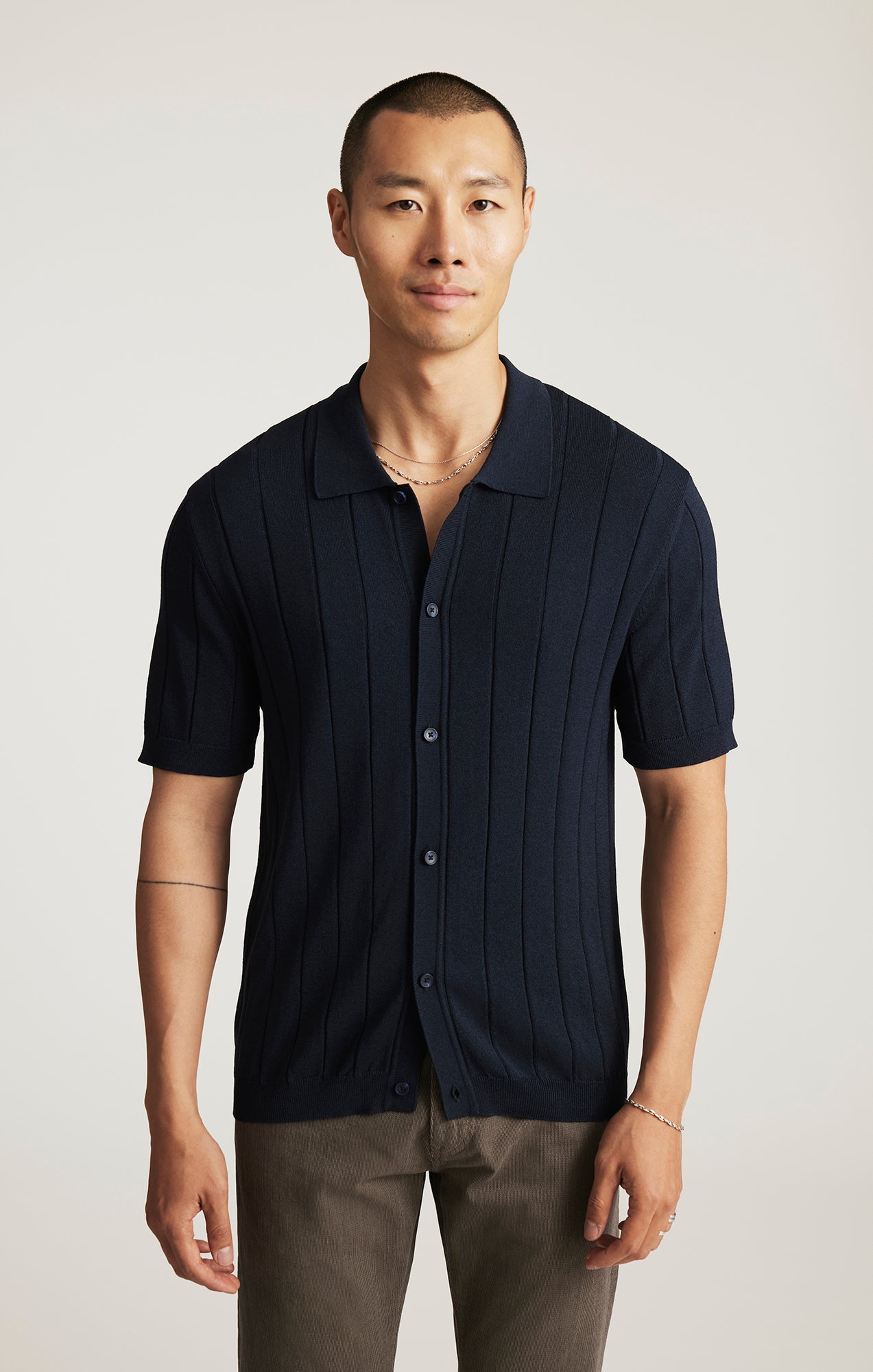 EDITION SHORT SLEEVE POLO SWEATER IN TOTAL ECLIPSE - Mavi Jeans