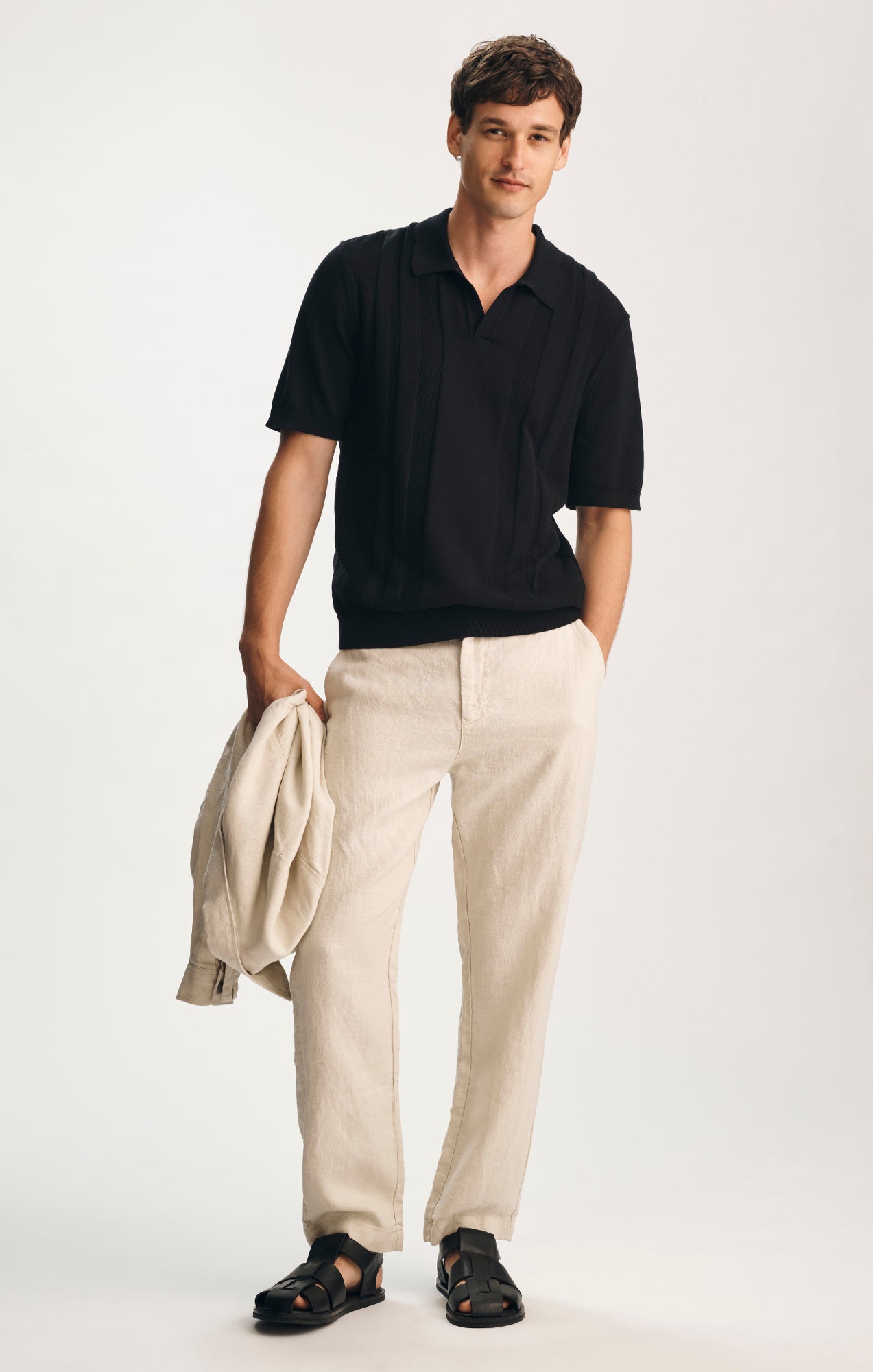 LINEN DRAWSTRING STRAIGHT LEG PANTS IN MOONSTRUCK - Mavi Jeans