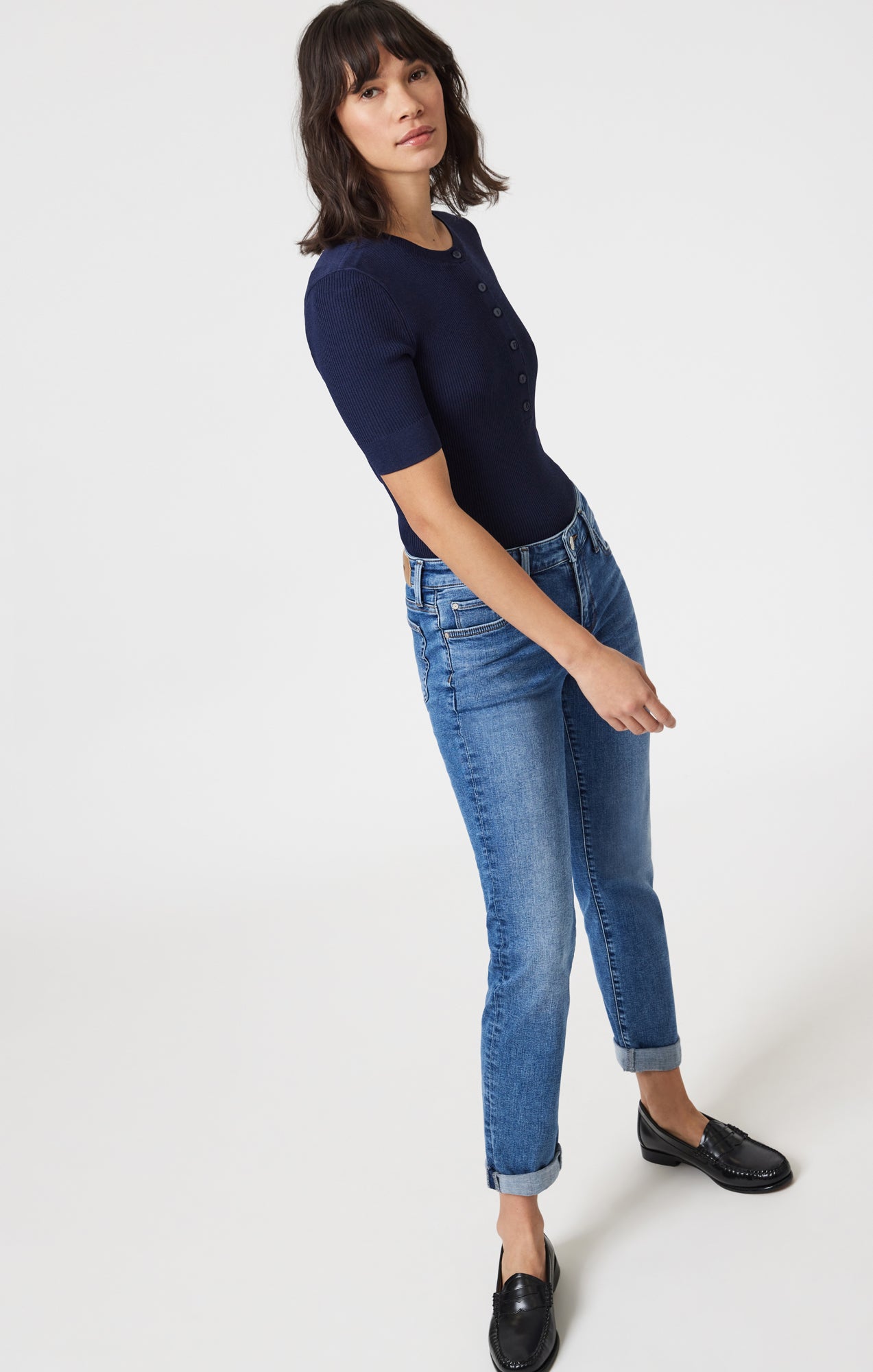 EMMA SLIM BOYFRIEND IN MID BRUSHED TRIBECA - Mavi Jeans