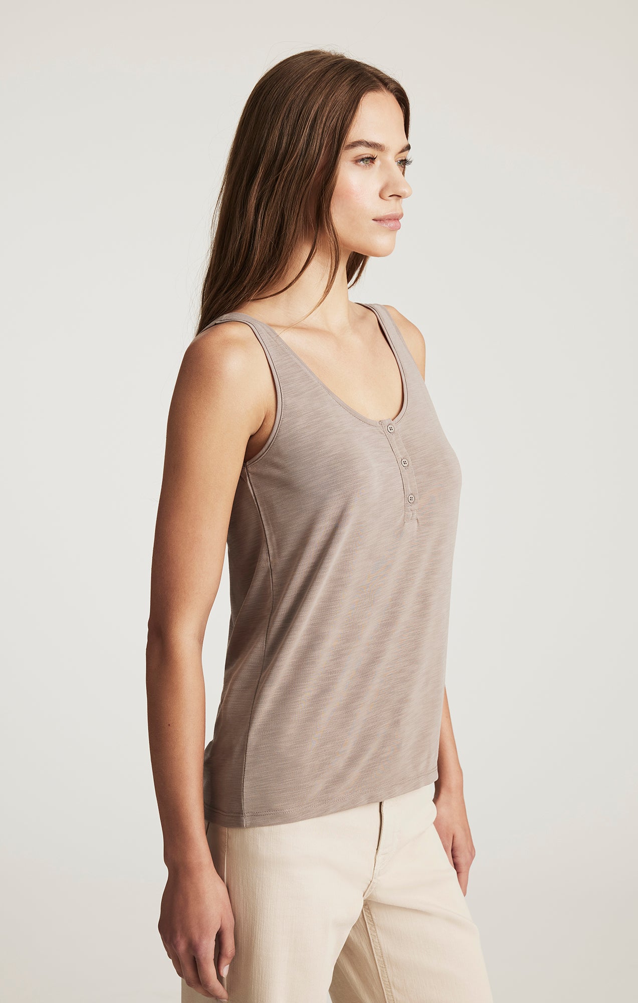 LUXE TOUCH TENCEL™ HENLEY TANK TOP IN FUNGI