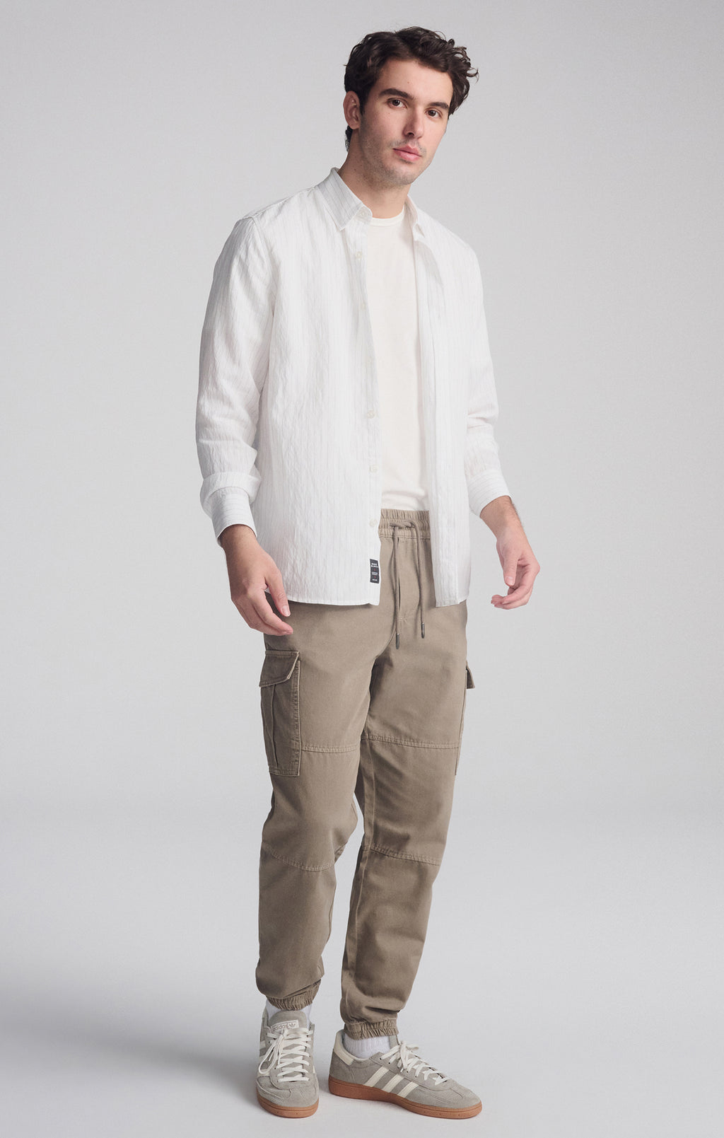 STRIPED LONG SLEEVE BUTTON-UP SHIRT IN BLACK - Mavi Jeans