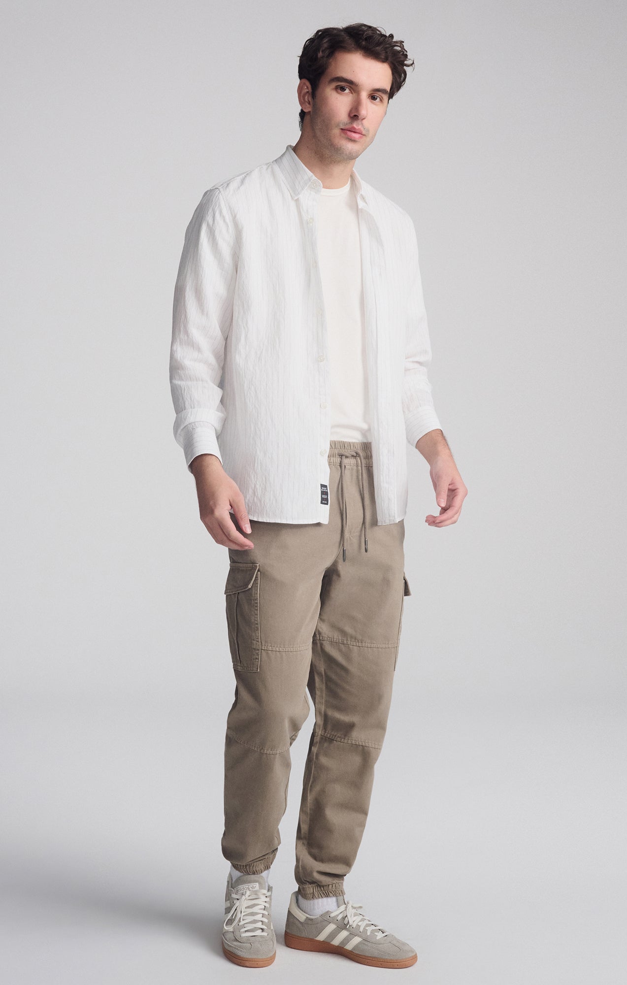 STRIPED LONG SLEEVE BUTTON-UP SHIRT IN BLACK - Mavi Jeans