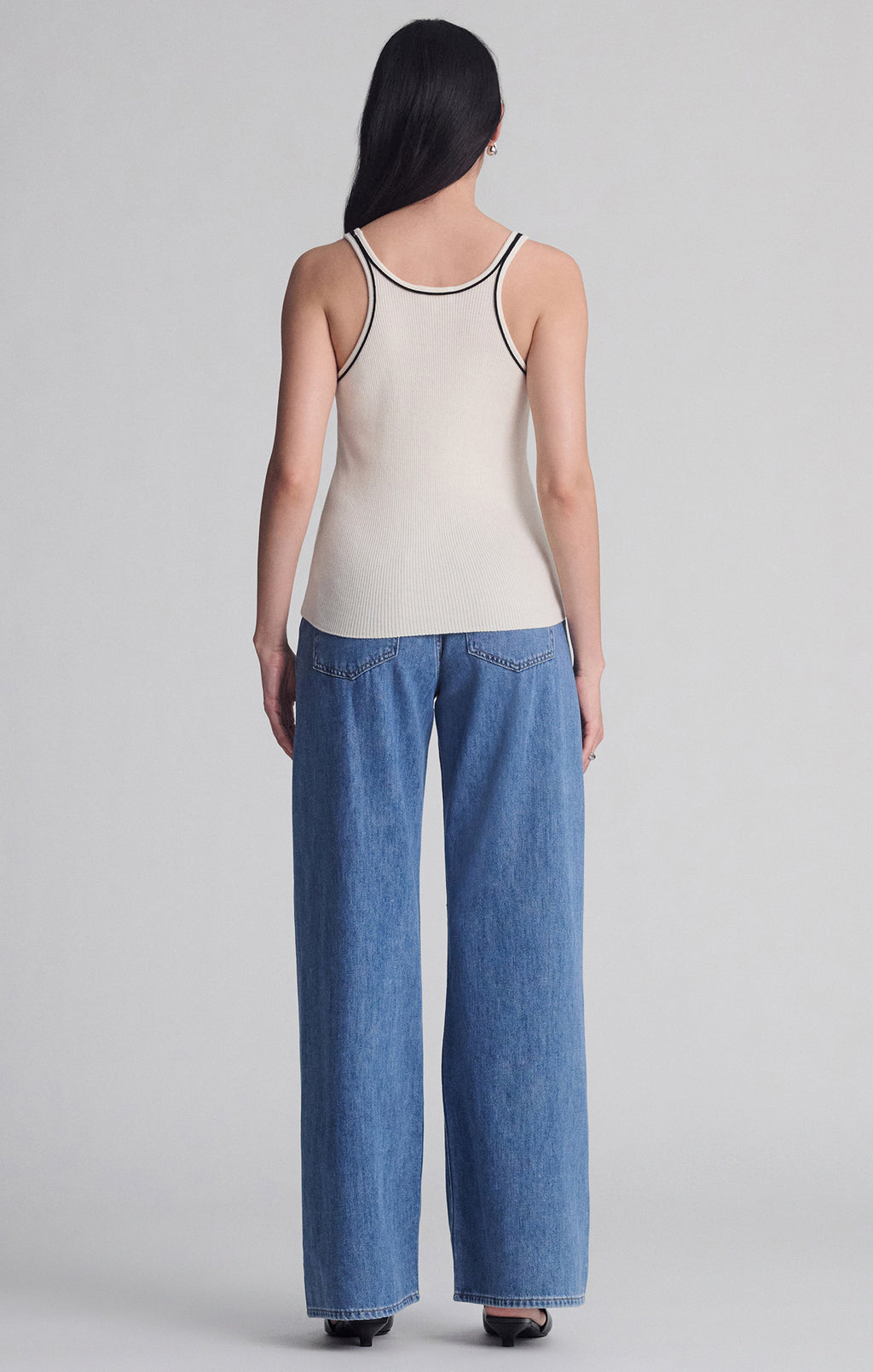 SCOOP NECK TANK TOP IN SEEDPEARL - Mavi Jeans