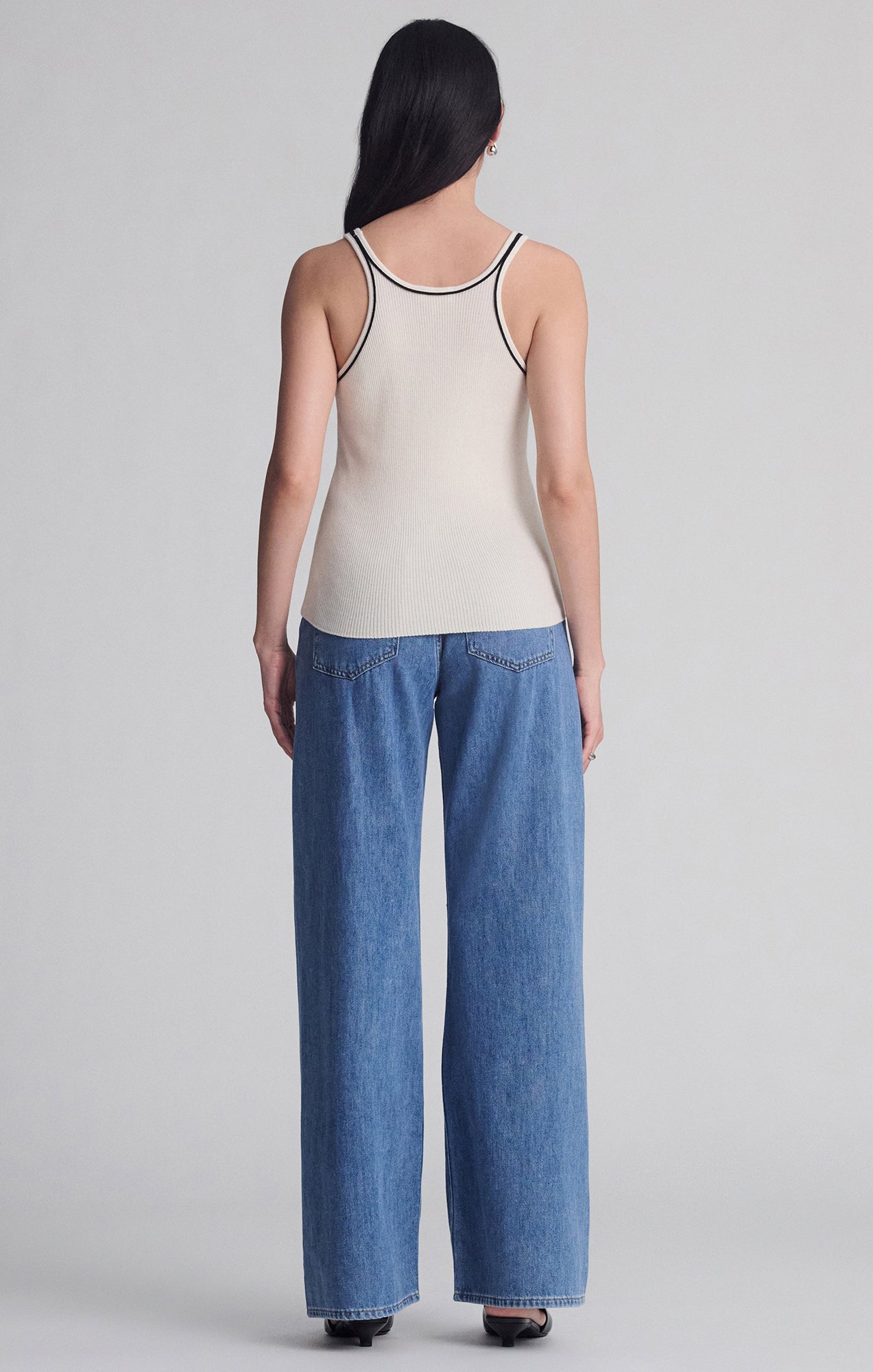 SCOOP NECK TANK TOP IN SEEDPEARL - Mavi Jeans