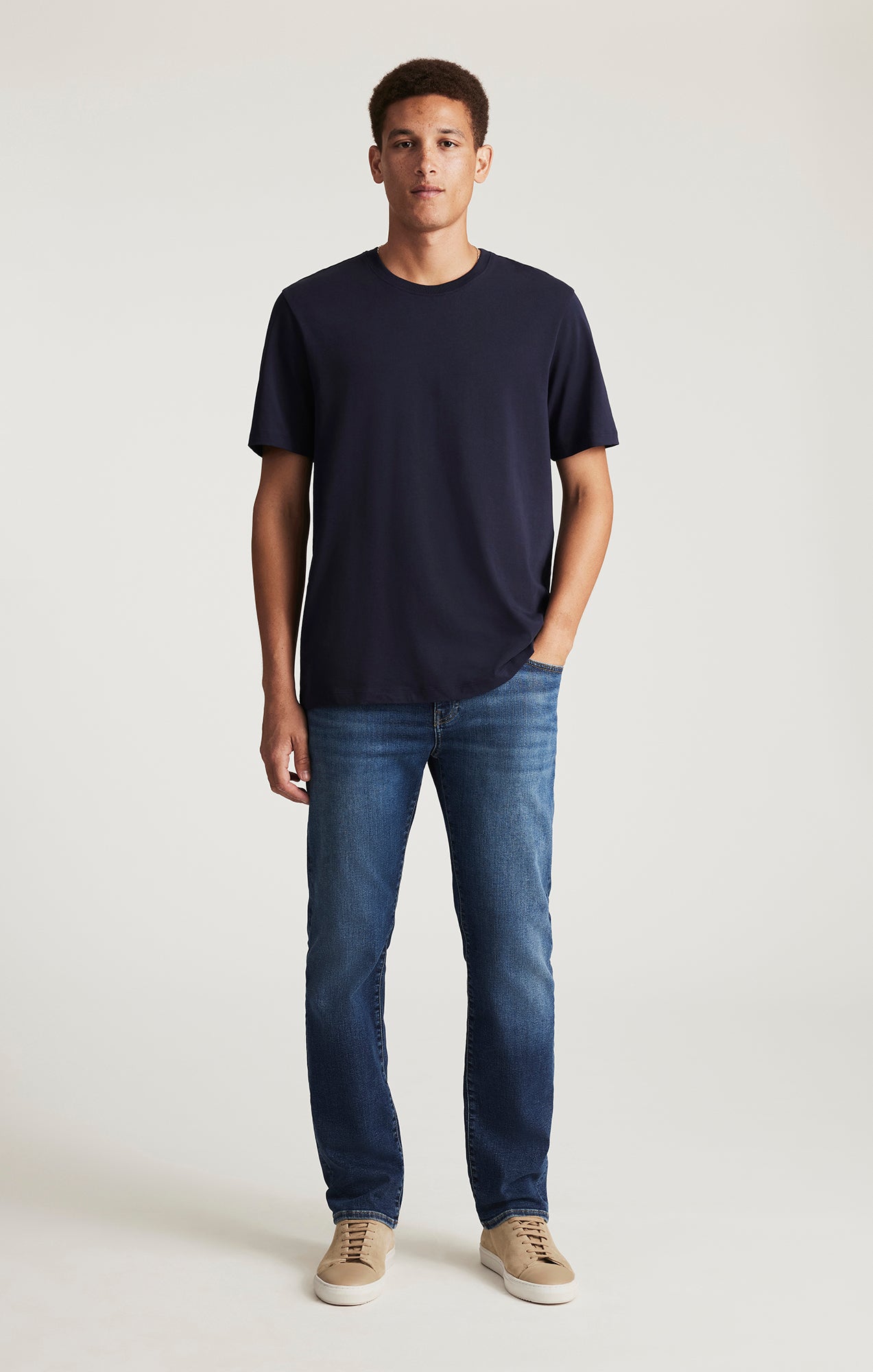 SHORT SLEEVE CREW NECK T-SHIRT IN BARITONE BLUE - Mavi Jeans