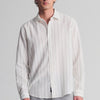 STRIPED LONG SLEEVE BUTTON-UP SHIRT IN AGAVE GREEN - Mavi Jeans