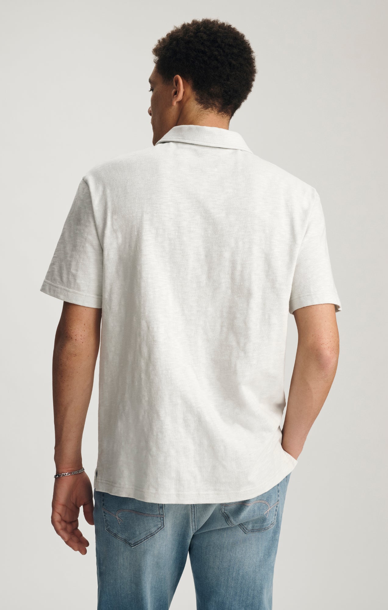 SLUB POLO T-SHIRT IN LUNAR ROCK - Mavi Jeans