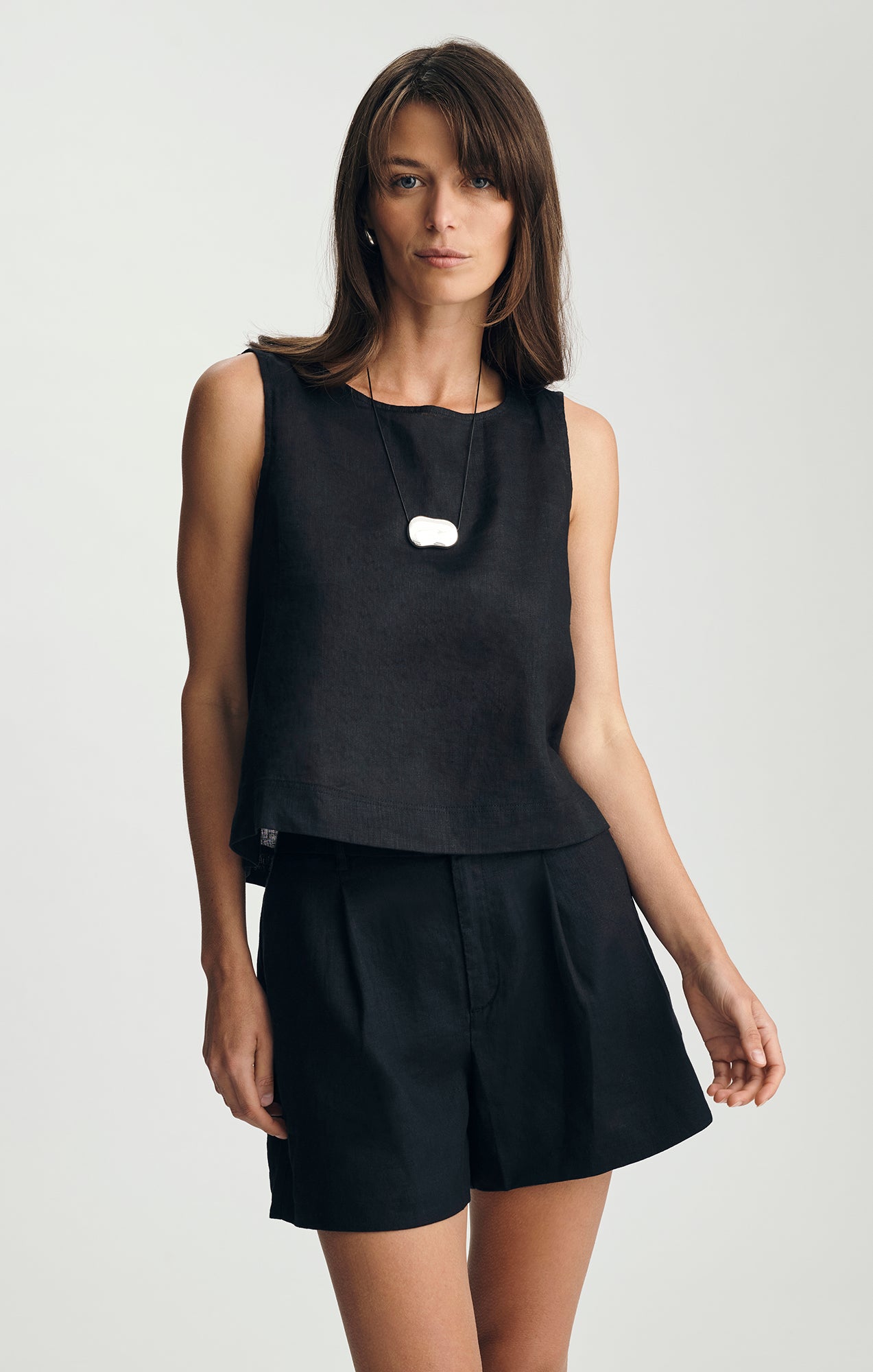 LINEN TANK TOP IN BLACK - Mavi Jeans