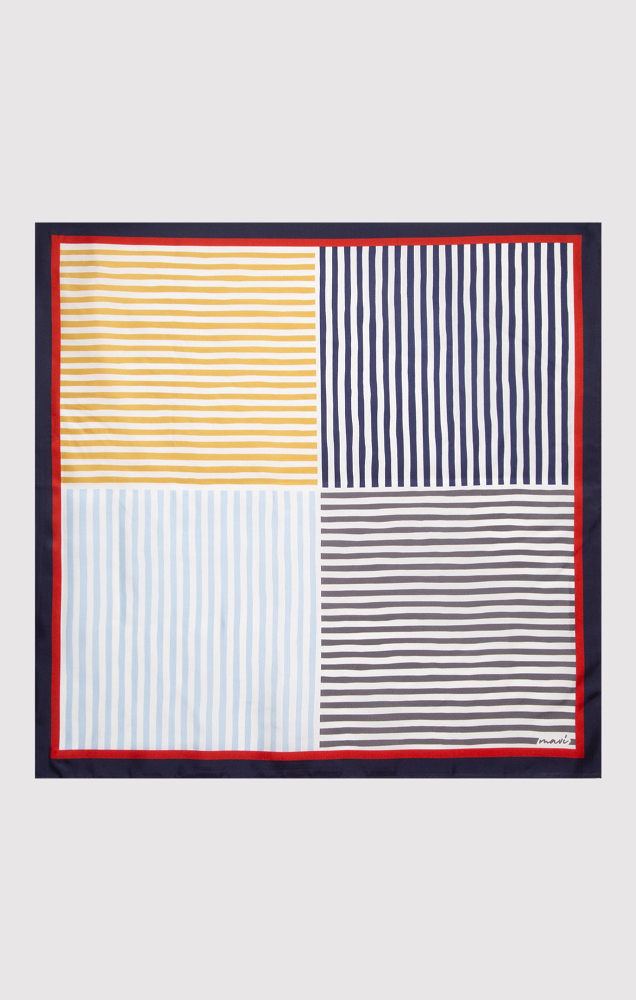 MEDIUM SILK STRIPED BANDANA IN BEIGE NAVY STRIPE - Mavi Jeans